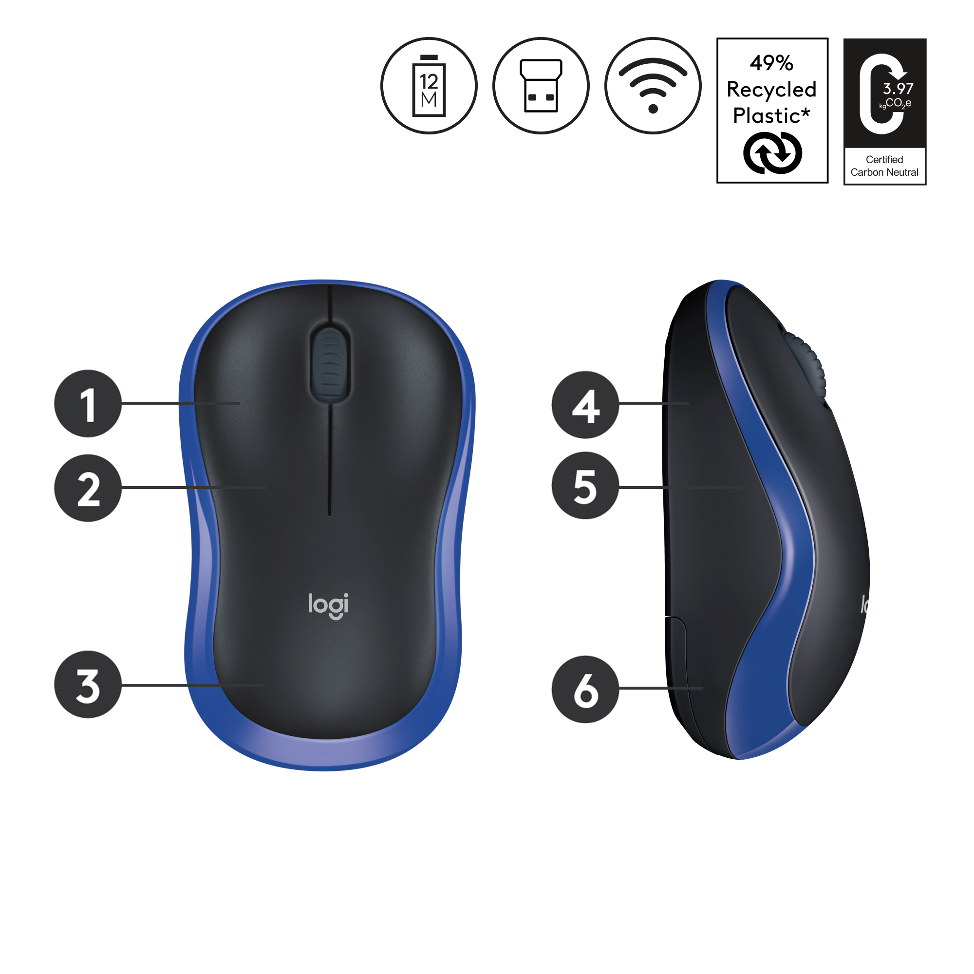 Logitech M185 - Maus - optisch - kabellos - 2.4 GHz - kabelloser Empfänger (USB)