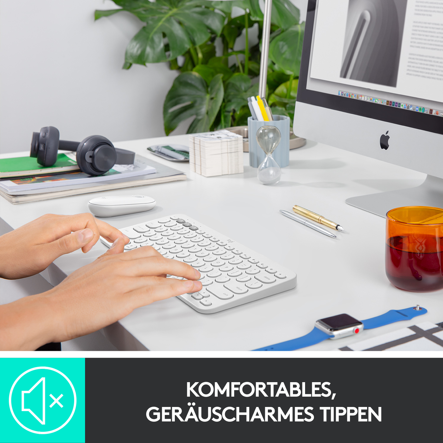 Logitech K380 for Mac Multi-Device Bluetooth Keyboard, Mini, Kabellos, Bluetooth, QWERTZ, Weiß