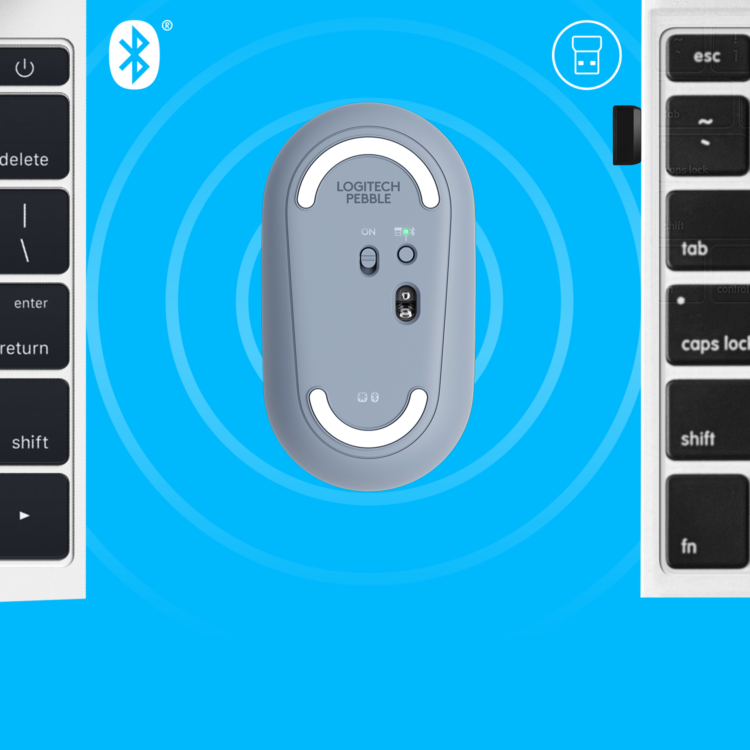 Logitech Pebble M350 - Maus - optisch - 3 Tasten - kabellos - Bluetooth, 2.4 GHz - kabelloser Empfän