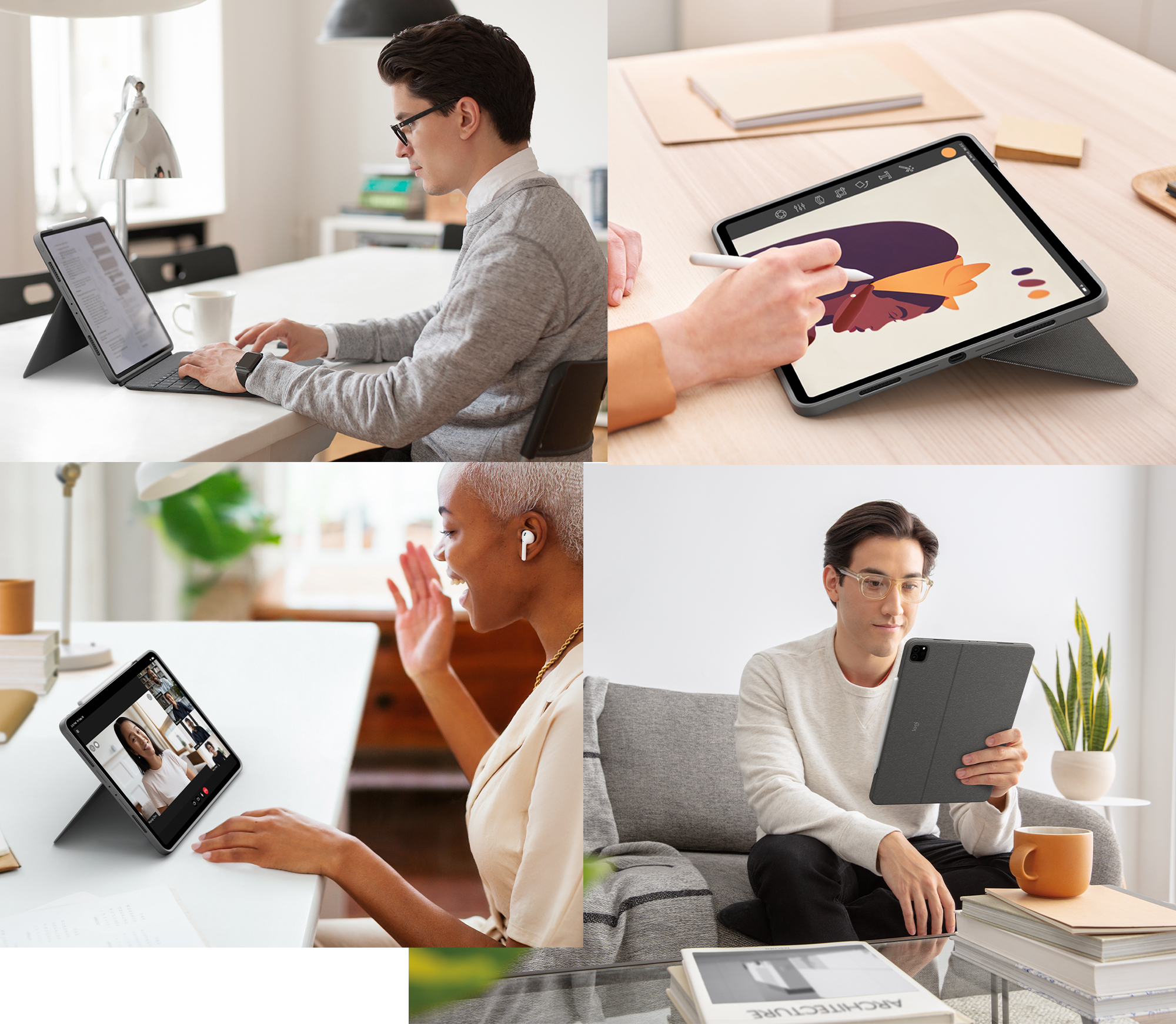 Logitech Combo Touch - Tastatur und Foliohülle - mit Trackpad - hintergrundbeleuchtet - Apple Smart