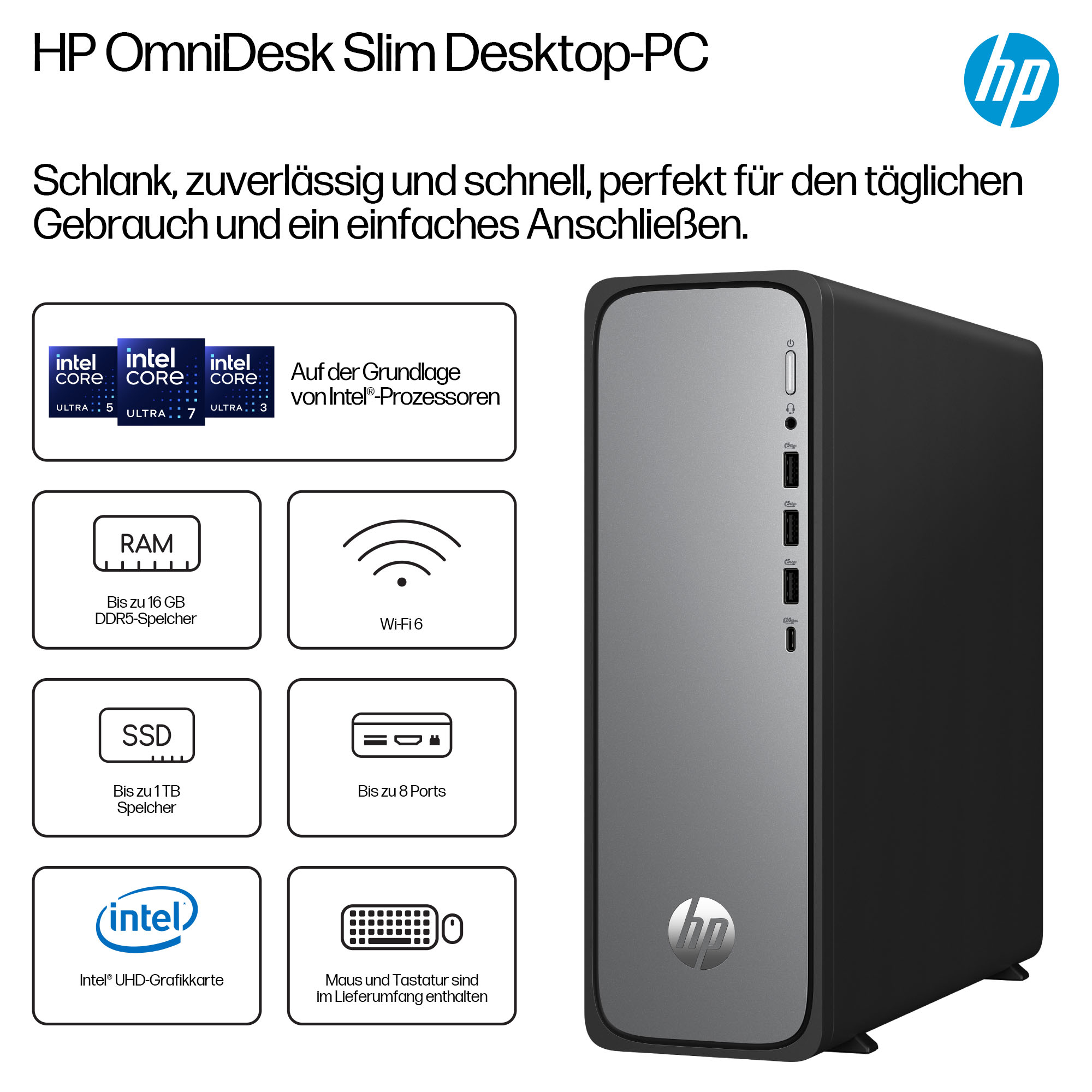 HP OmniDesk S03-0050ng - Schlanker Desktop - Core i5 i5-14400 / 2.5 GHz - RAM 16 GB - SSD 1 TB - NVM
