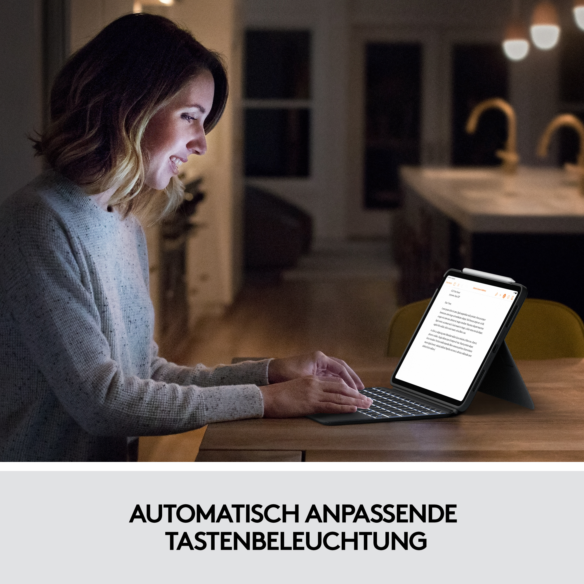 Logitech Combo Touch, KeyboardDock für Apple iPad Air 4/Air 5 10.9" grau, DE