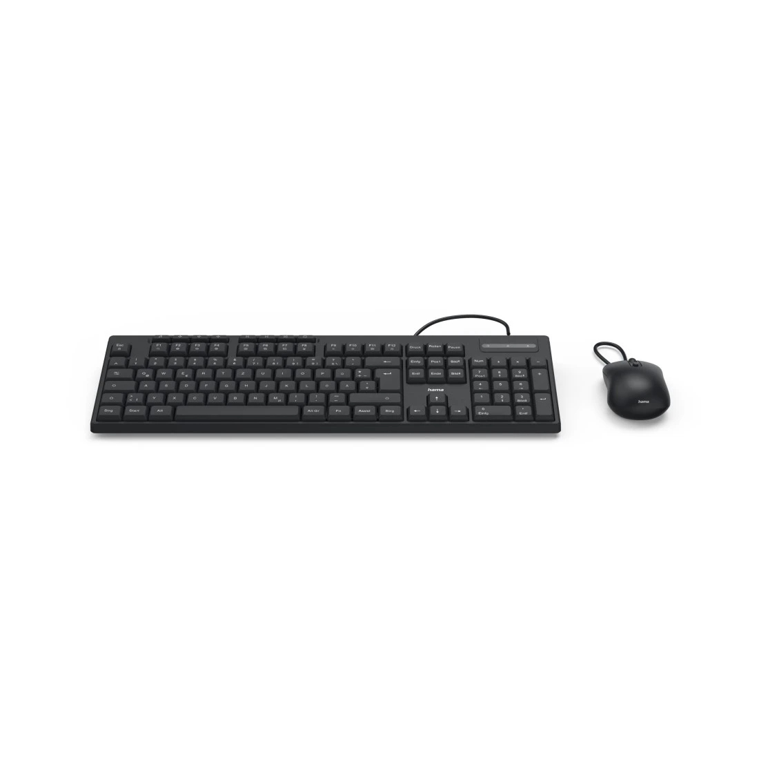 Hama CKM-200, Volle Größe (100%), Kabelgebunden, USB, QWERTZ, Schwarz, Maus enthalten