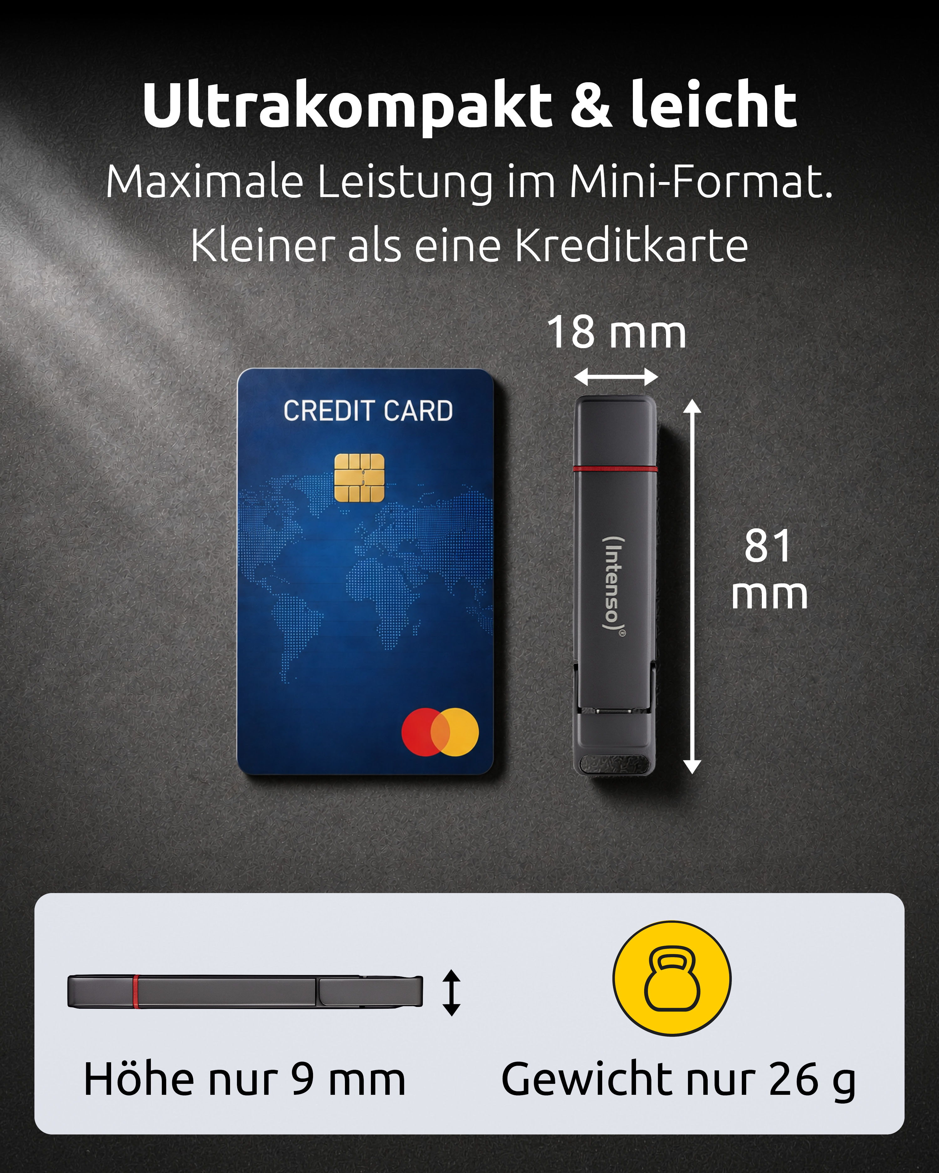 Intenso 3850450, 500 GB, USB Type-A / USB Type-C, 3.2 Gen 1 (3.1 Gen 1), 500 MB/s, Anthrazit