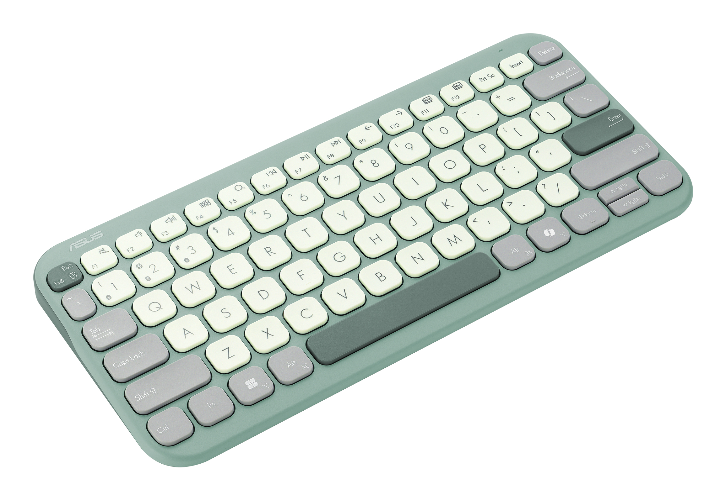 ASUS Marshmallow Keyboard KW100, 75%, Kabellos, Bluetooth, Scherenschalter, QWERTZ, Grün