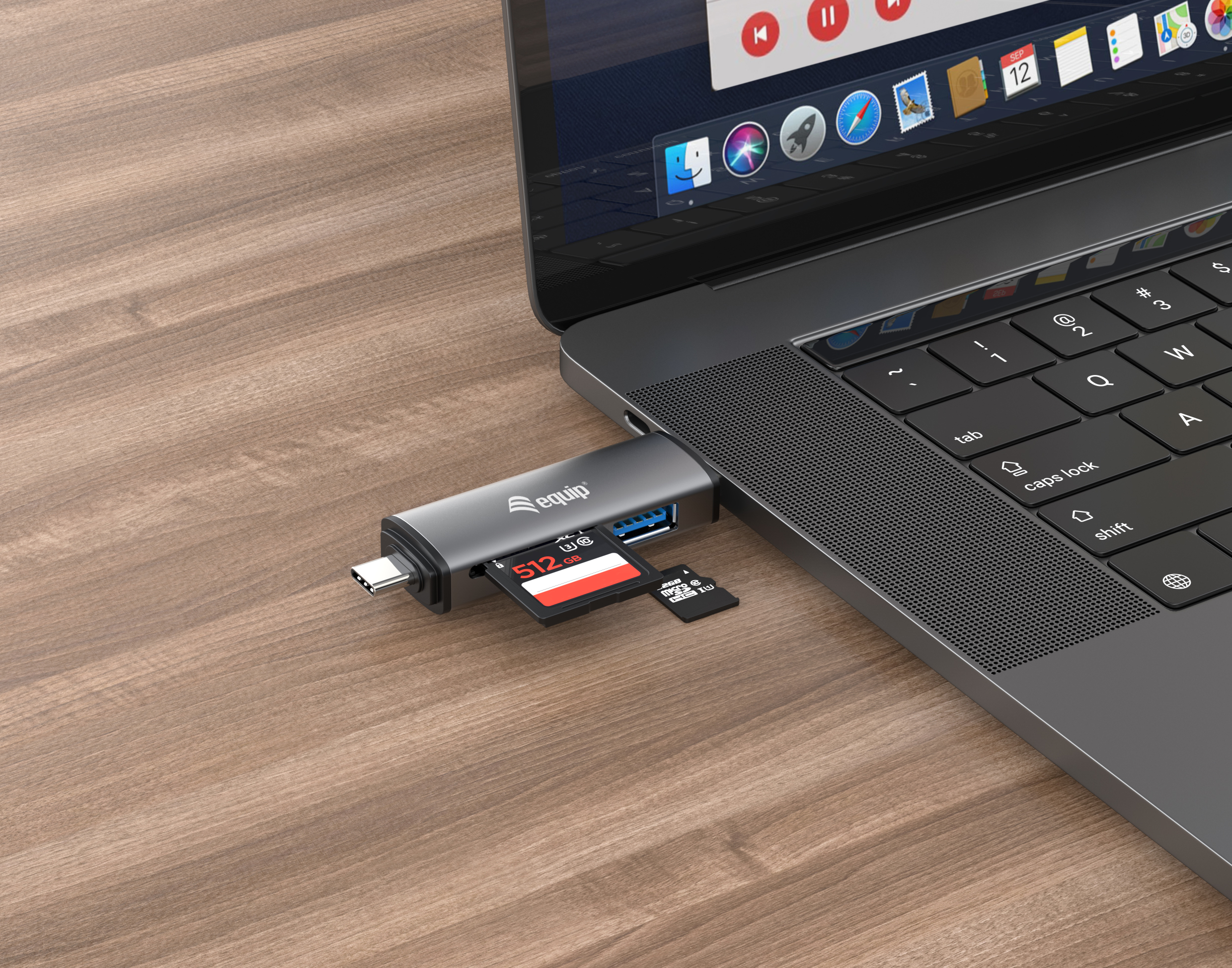 Equip Dual-Slot-Cardreader with 1 Port USB 3.0 Hub, USB 3.0 [Stecker, Multi]
