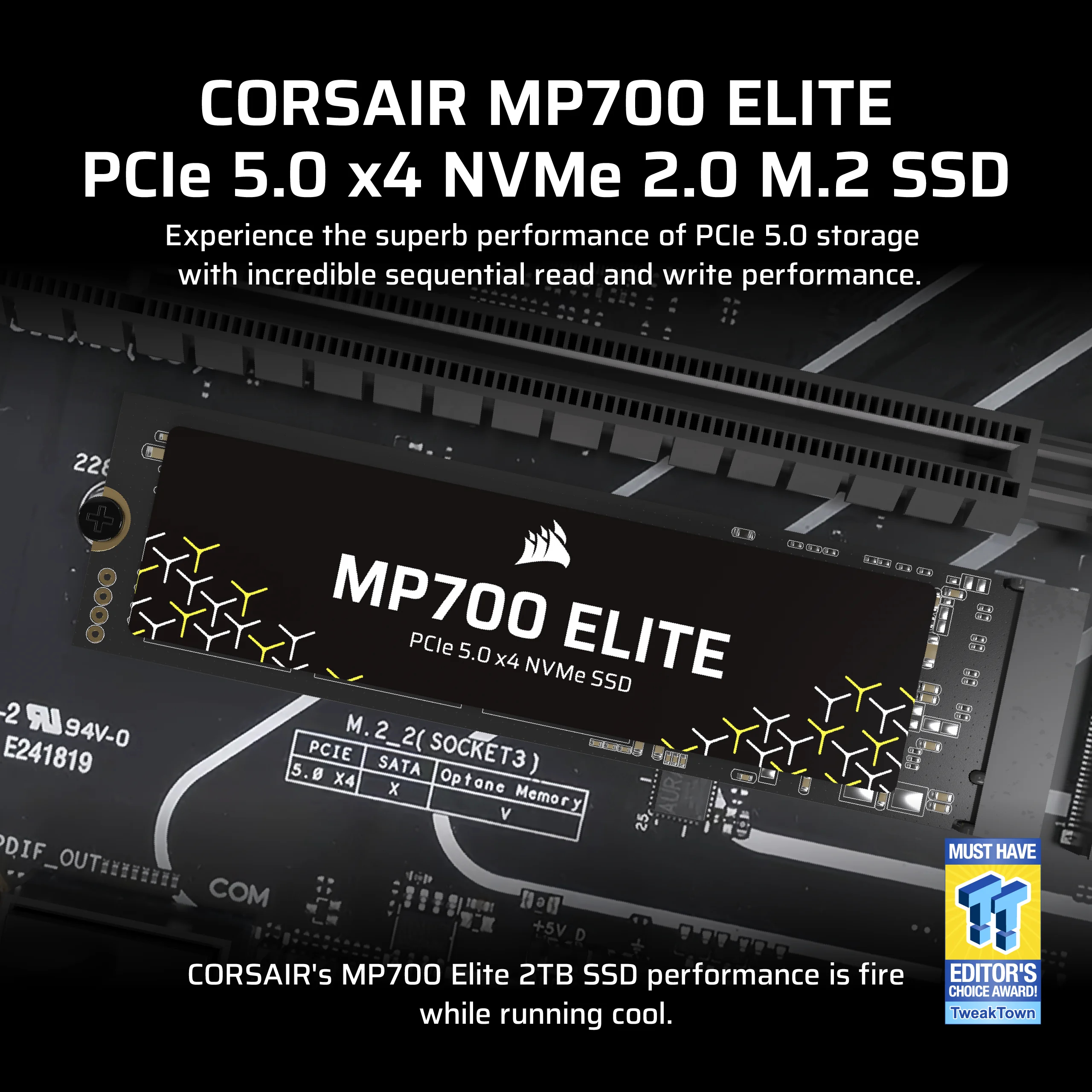 Corsair MP700 ELITE - SSD - 4 TB - intern - M.2 2280 - PCI Express 5.0 x4 (NVMe)