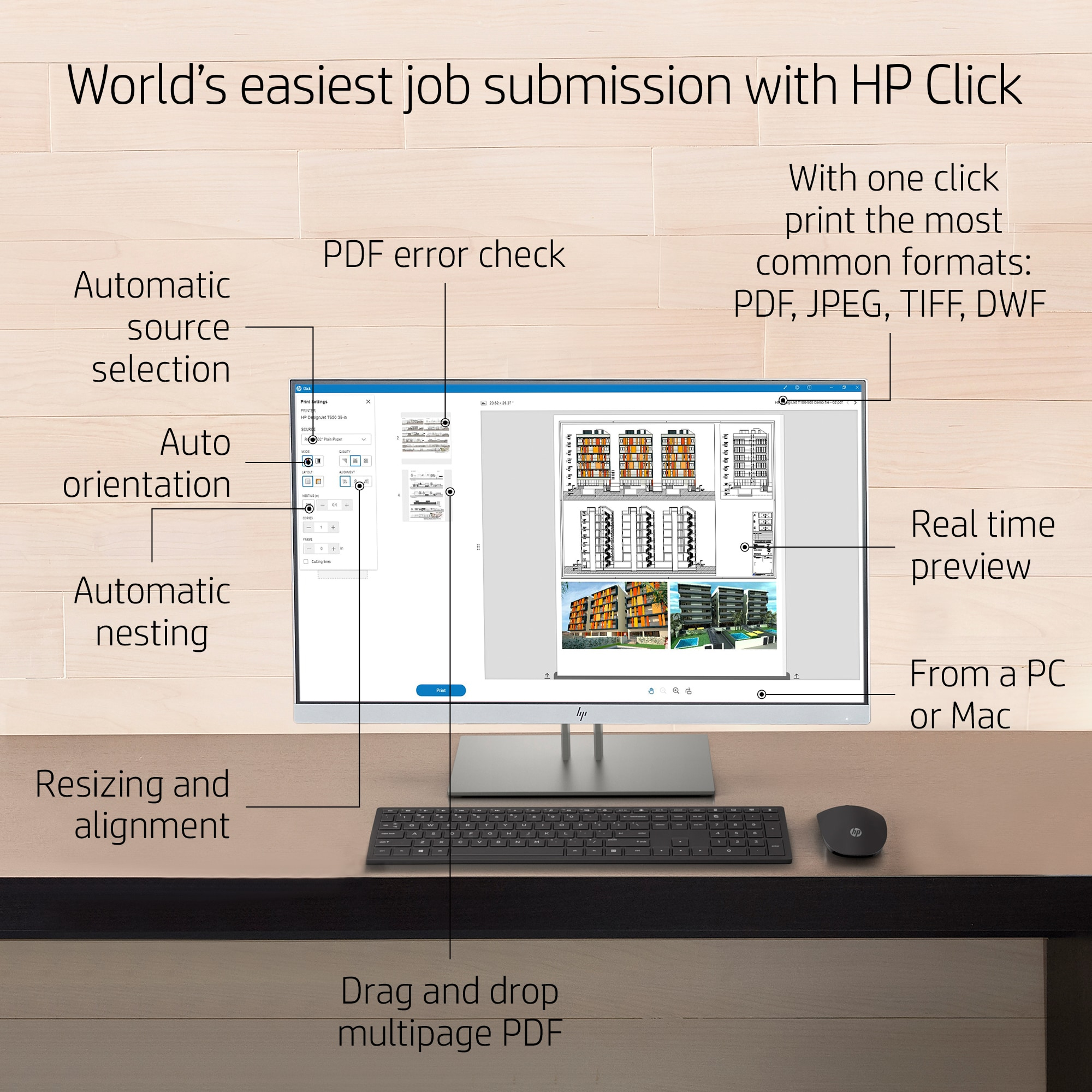 HP Designjet T650 24-Zoll-Drucker 2025 Edition, Thermal Inkjet, 2400 x 1200 DPI, HP-GL/2, HP-RTL, UR