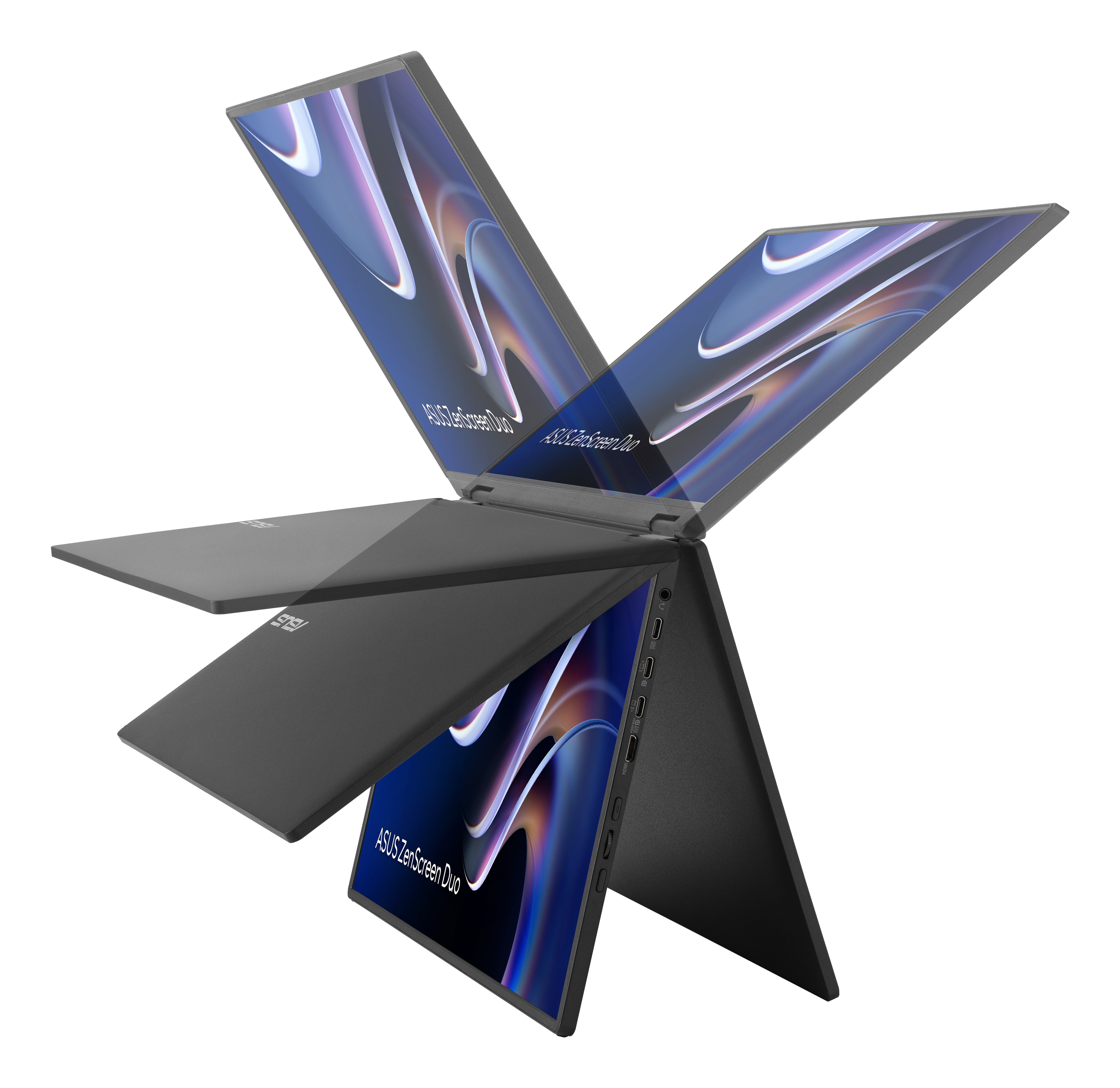 ASUS ZenScreen Duo MB14FCD, 2x 14" WUXGA IPS, 60Hz, 5m, 350nits, 1x Mini-HDMI, 2x USB-C m. DP