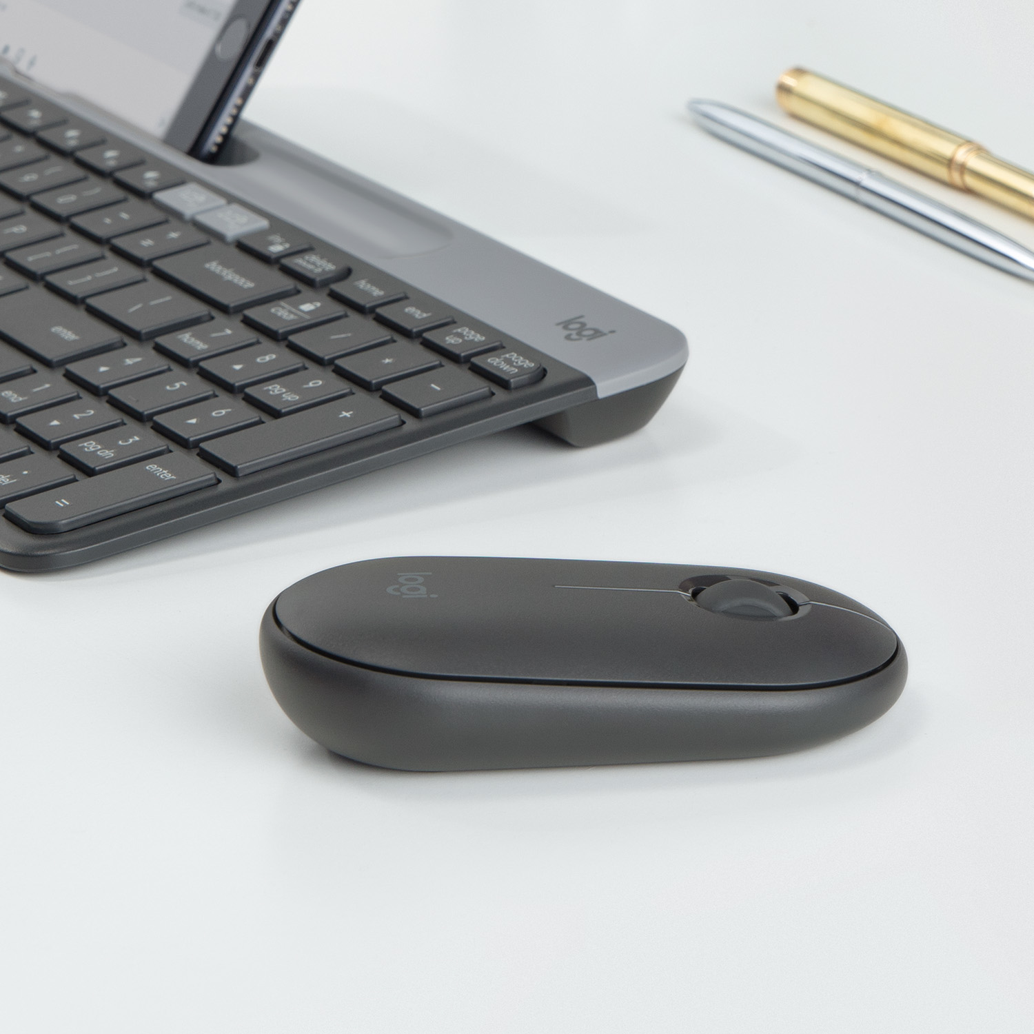 Logitech Pebble M350 - Maus - optisch - 3 Tasten - kabellos - 2.4 GHz, Bluetooth - kabelloser Empfän