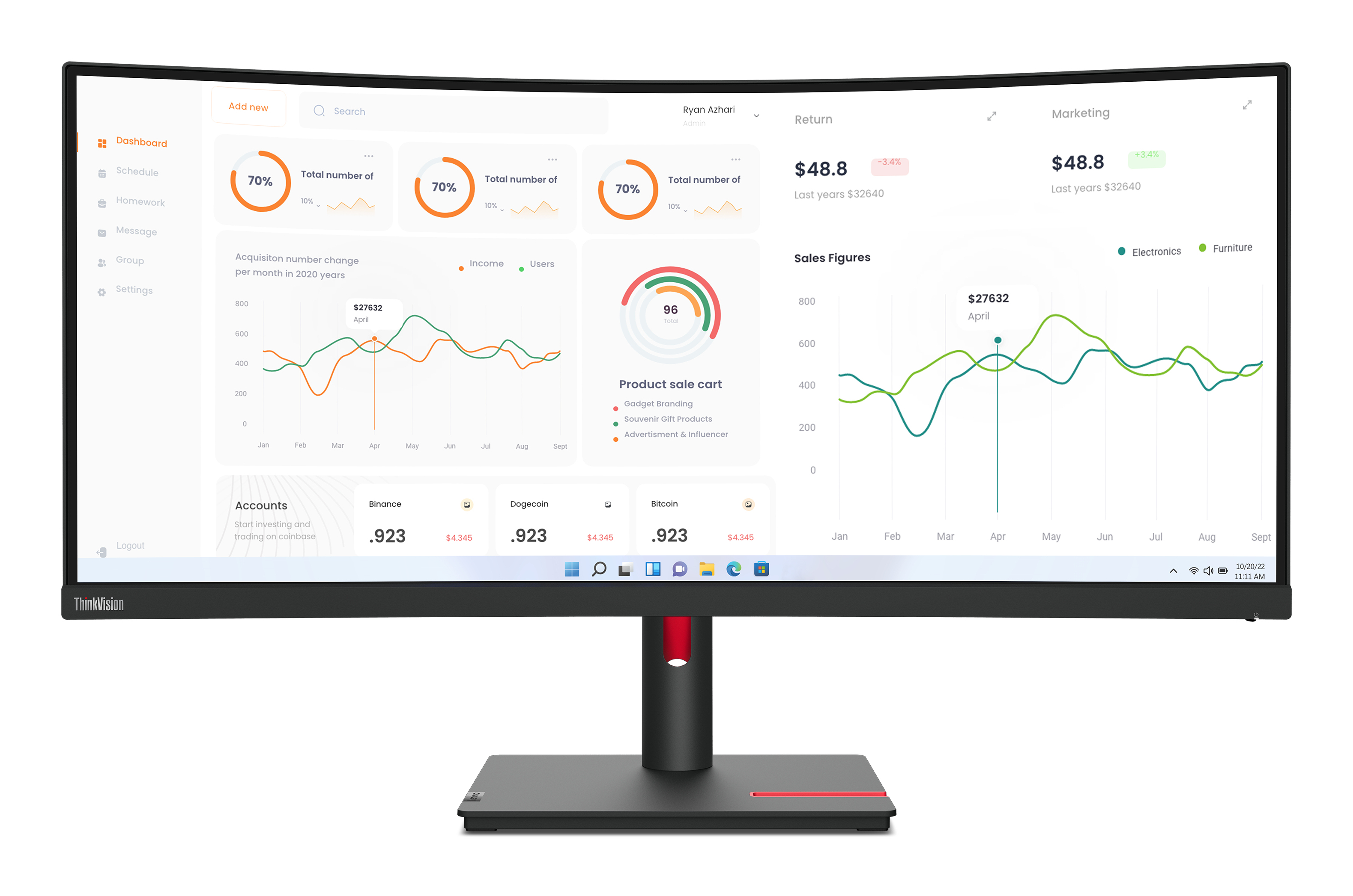 B-WARE - Lenovo ThinkVision T34w-30 Curved-Monitor 86.4 cm (34") UWQHD, VA, 4ms, HDMI, Displayport