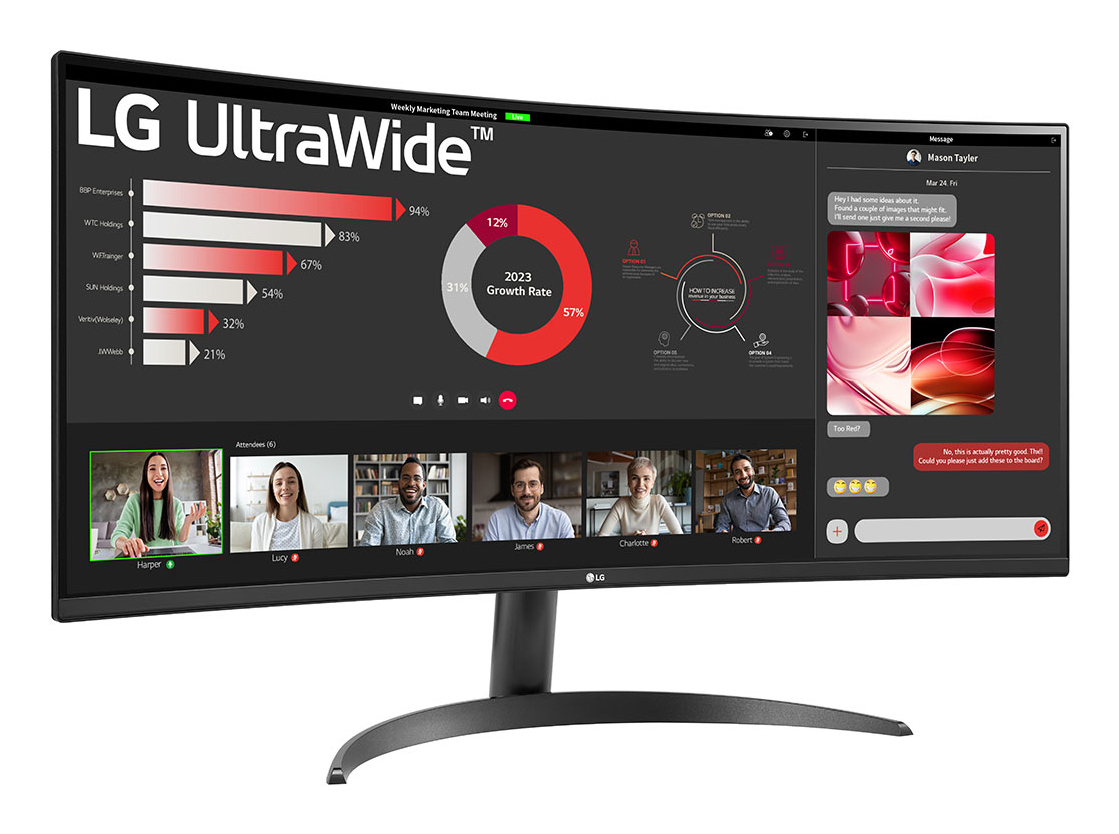 B-WARE - LG UltraWide 34WR50QK-B Curved-Monitor 86.4cm (34") UWQHD, VA, 5ms, HDMI, Displayport