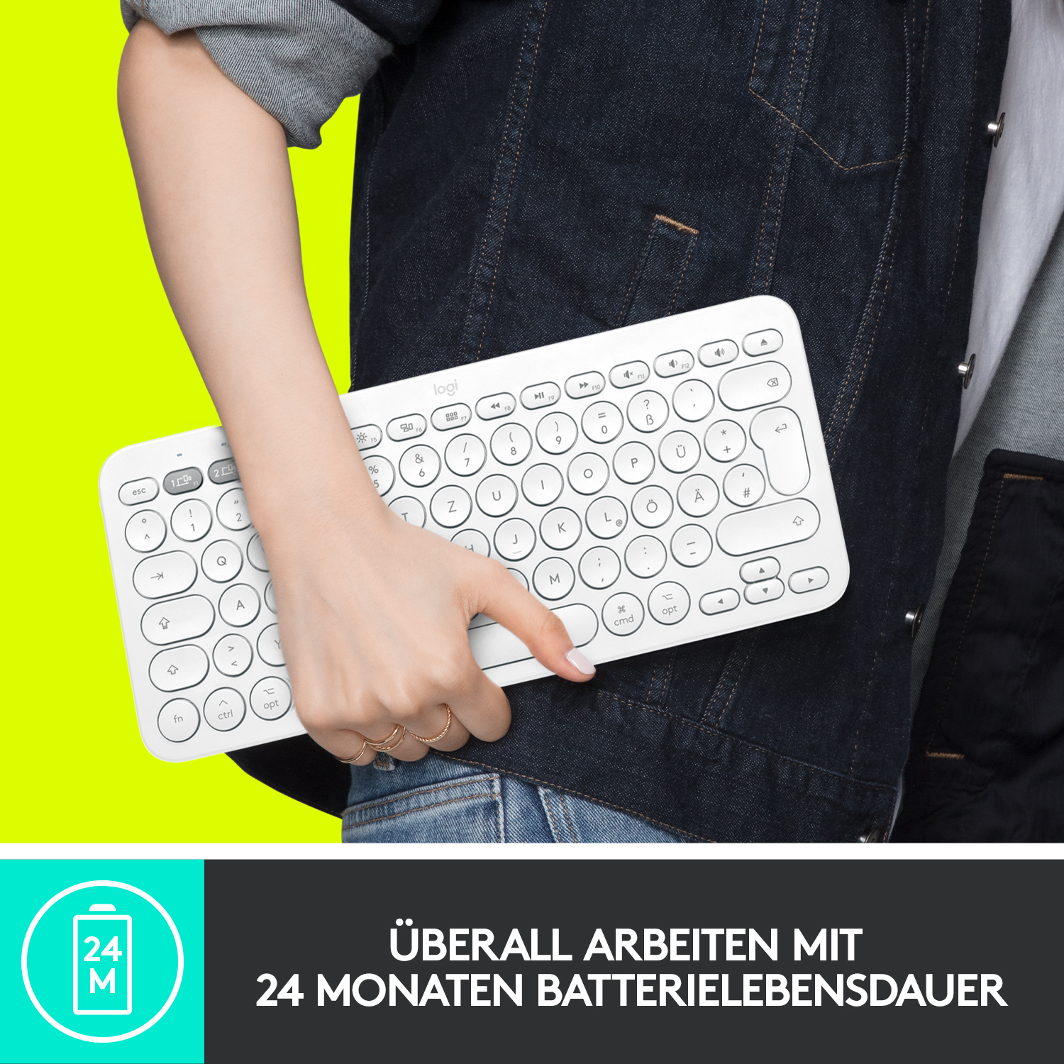 Logitech K380 for Mac Multi-Device Bluetooth Keyboard, Mini, Kabellos, Bluetooth, QWERTZ, Weiß