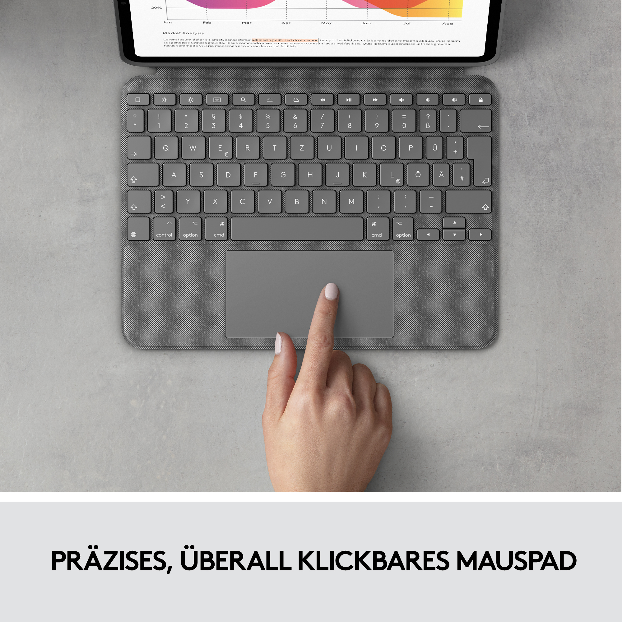 Logitech Combo Touch, KeyboardDock für Apple iPad Air 4/Air 5 10.9" grau, DE