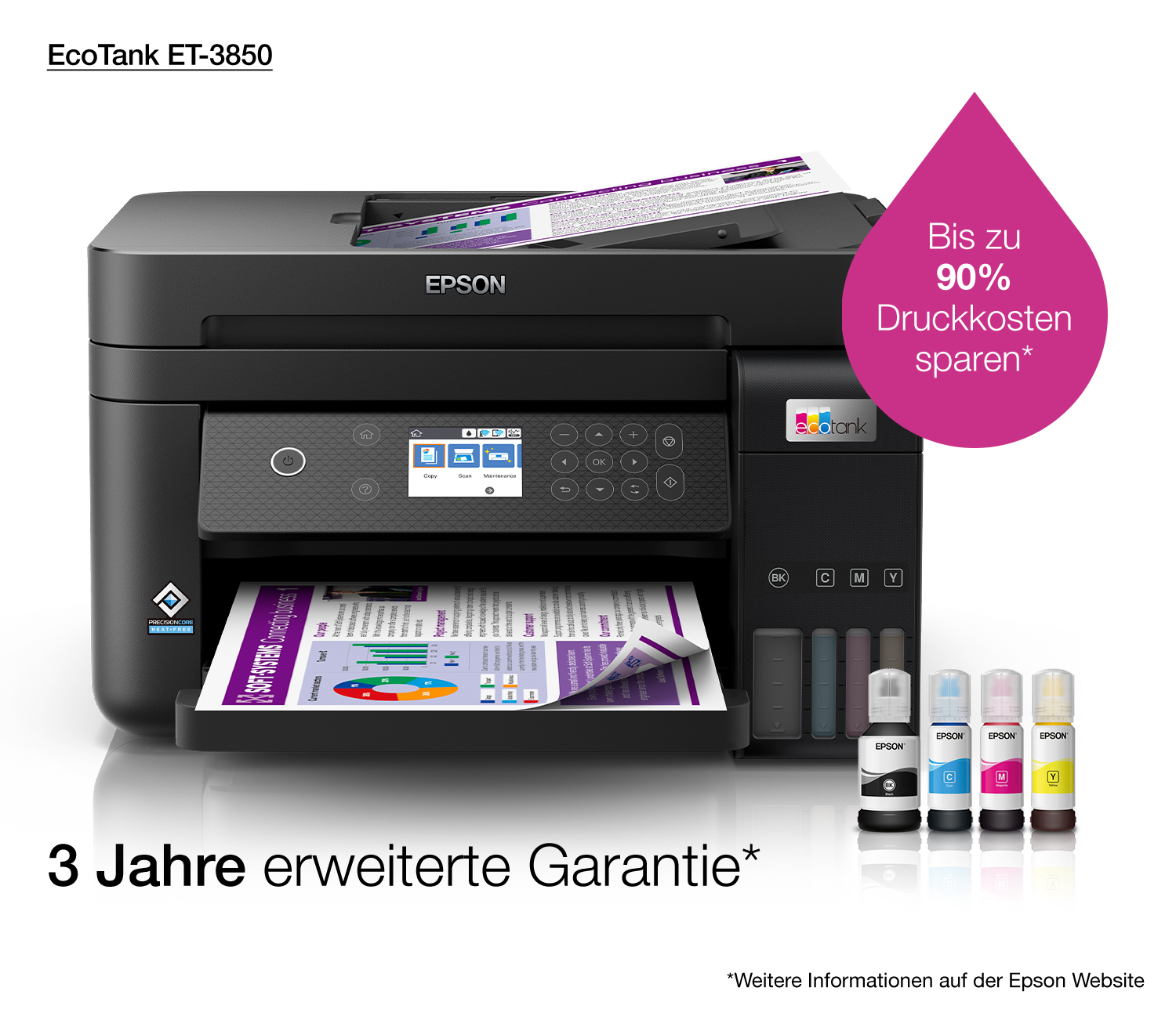 Epson EcoTank ET-3850 - Multifunktionsdrucker - Farbe - Tintenstrahl - A4/Legal (Medien)