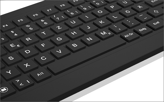 KeySonic KSK-6231 INEL (UK) Hygienetastatur, Industrietastatur, Beleuchtung, Touchpad, Schwarz, 2 Ma