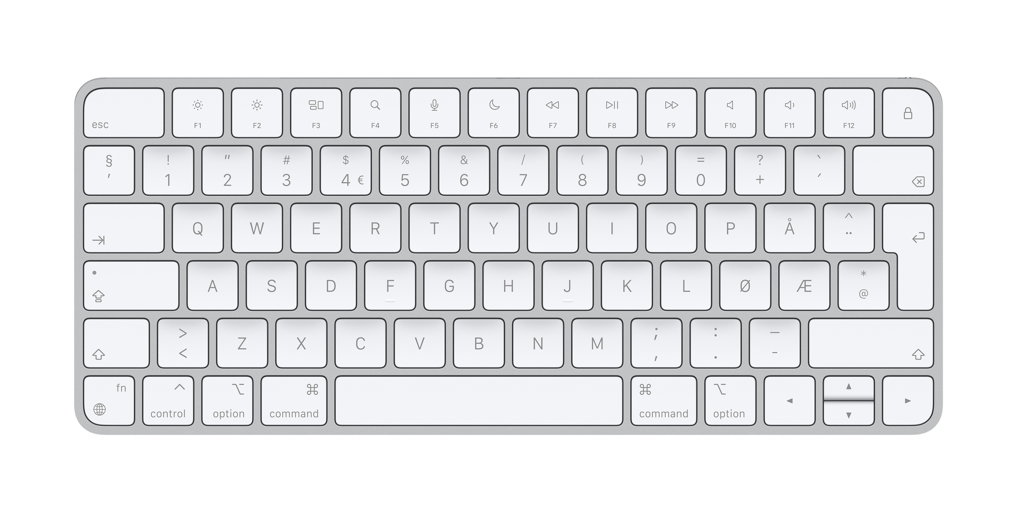 Apple Magic, 60%, Verkabelt & Kabellos, USB + Bluetooth, Aluminium, Weiß
