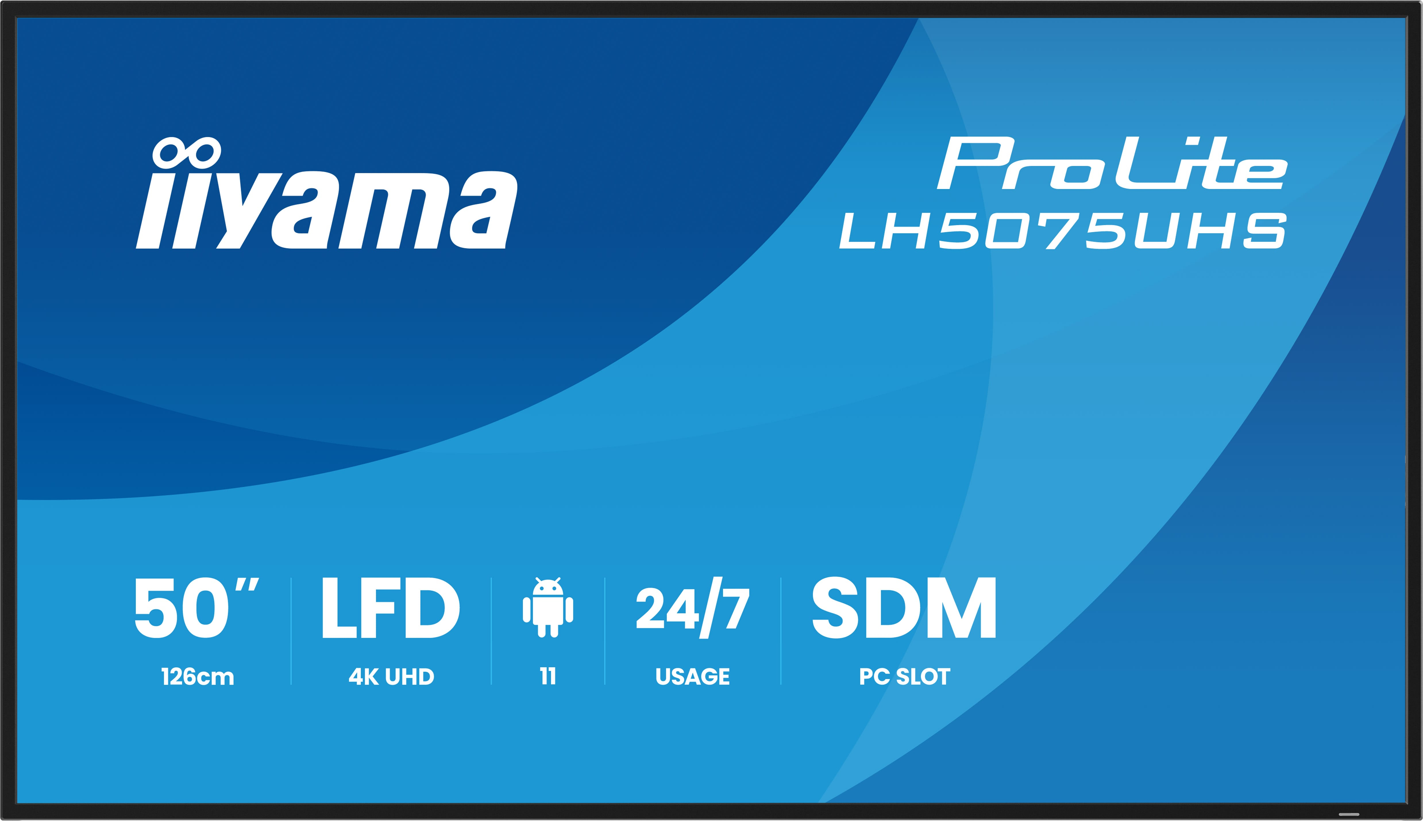 Iiyama 50" 3840x2160 UHD VA panel Haze 25% 500cd/m? Landscape and Portrait Signal