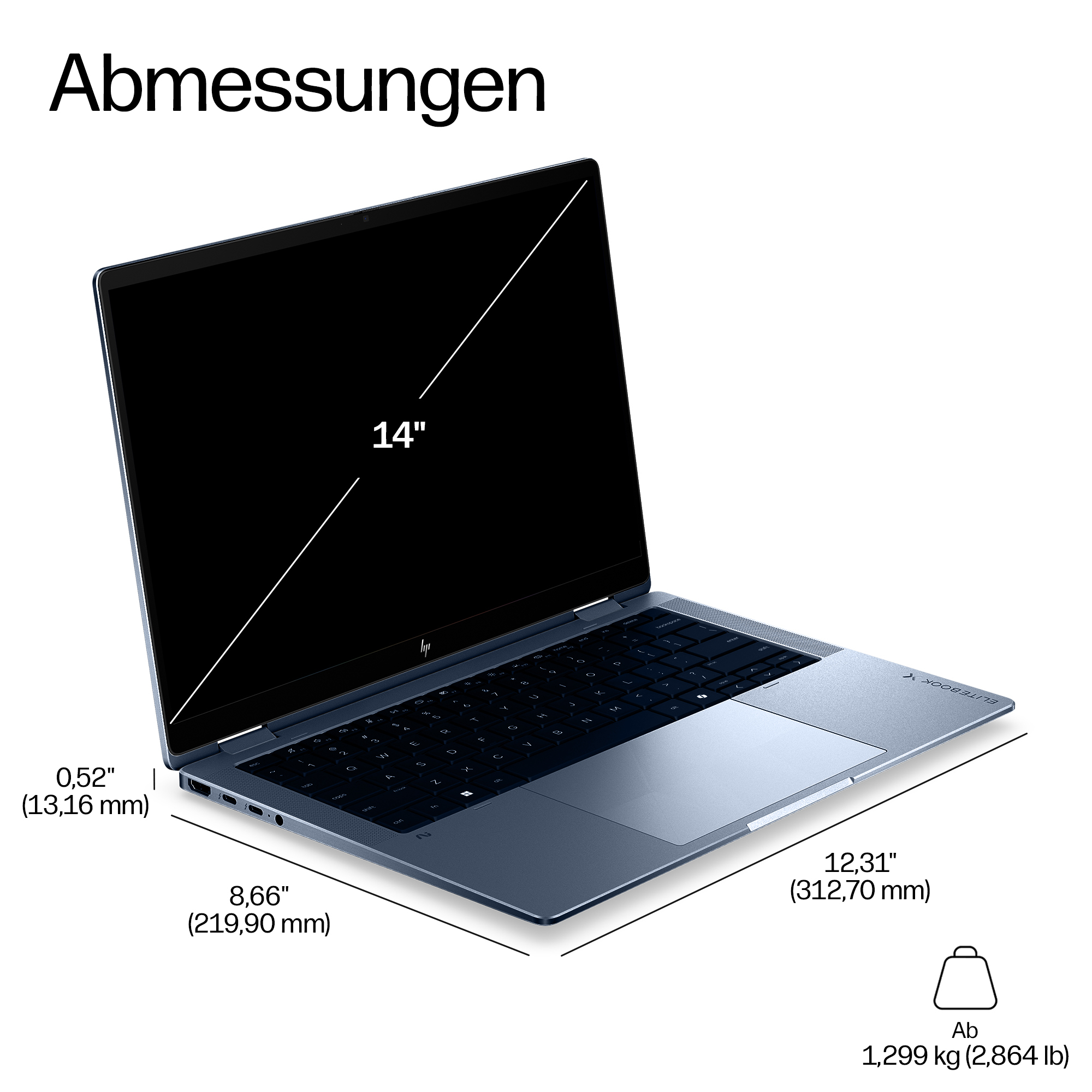 HP EliteBook X Flip G2i 14, 14" WUXGA, Core Ultra 7 356H, 32GB RAM, 1TB SSD, 5G, Win11 Pro