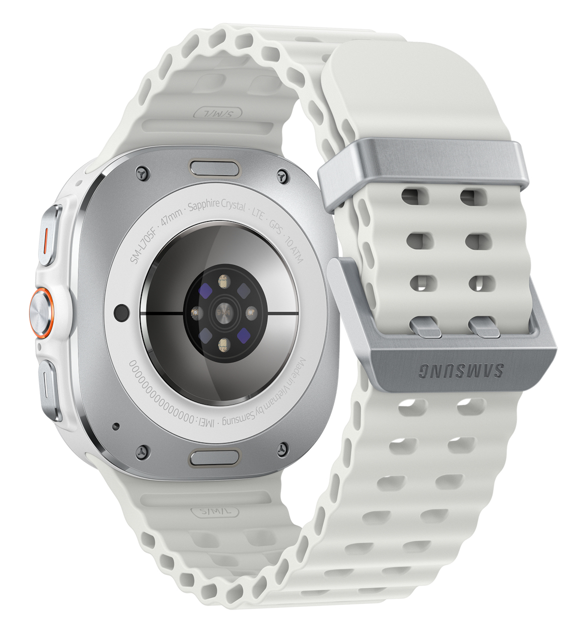 Samsung Galaxy Watch Ultra - 47 mm - Titanweiß - intelligente Uhr mit Marineband - Gummi - weiß - Ba