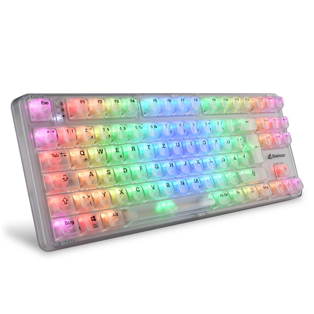Sharkoon Crystal Shark - Tastatur - Doppelmodus - 85% - compact TKL - Hintergrundbeleuchtung - kabel
