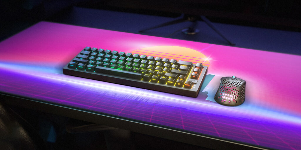 Cherry XTRFY GP5-XL-RETROWAVE, Mehrfarbig, Abbildung, Tuch, Gummi, Anti-Rutsch-Basis, Gaming-Mauspad
