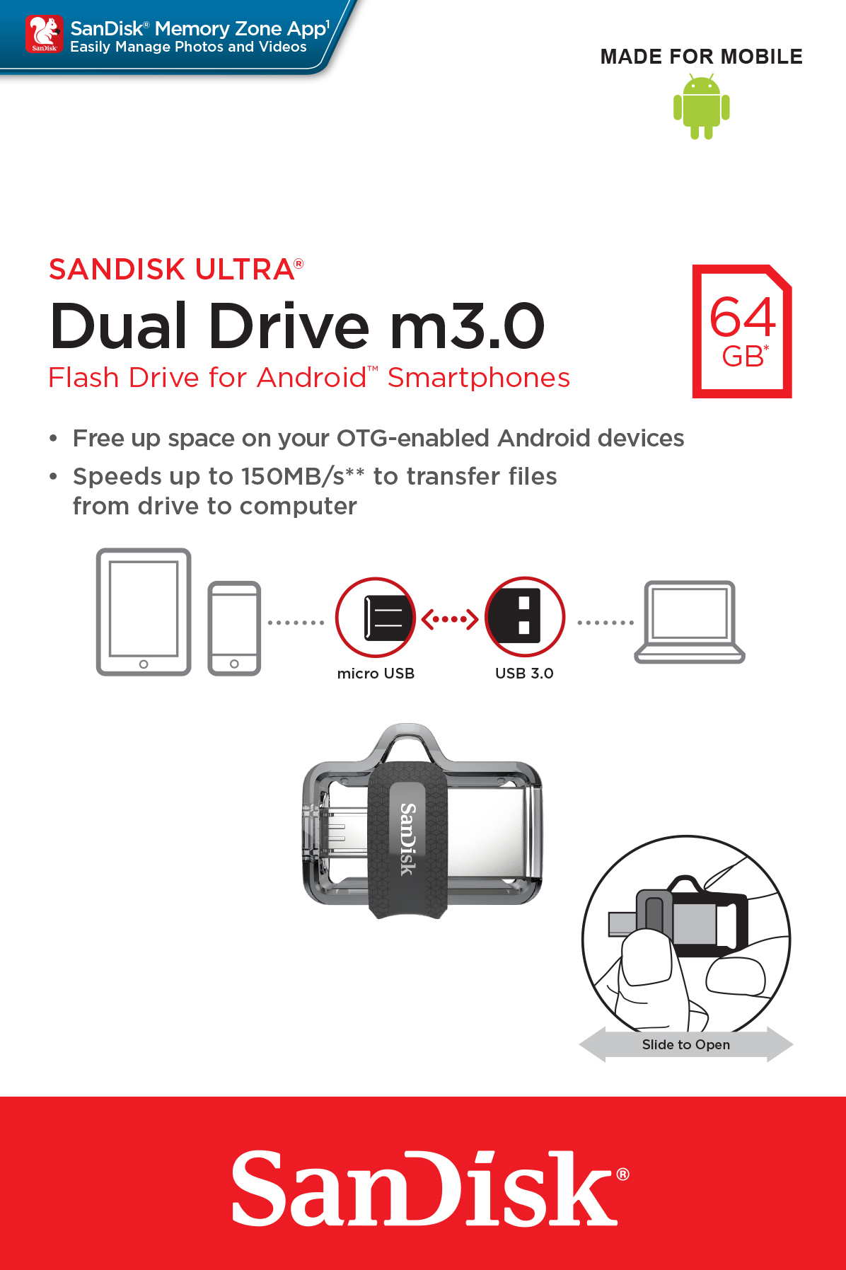 SanDisk Ultra Dual - USB-Flash-Laufwerk - 64