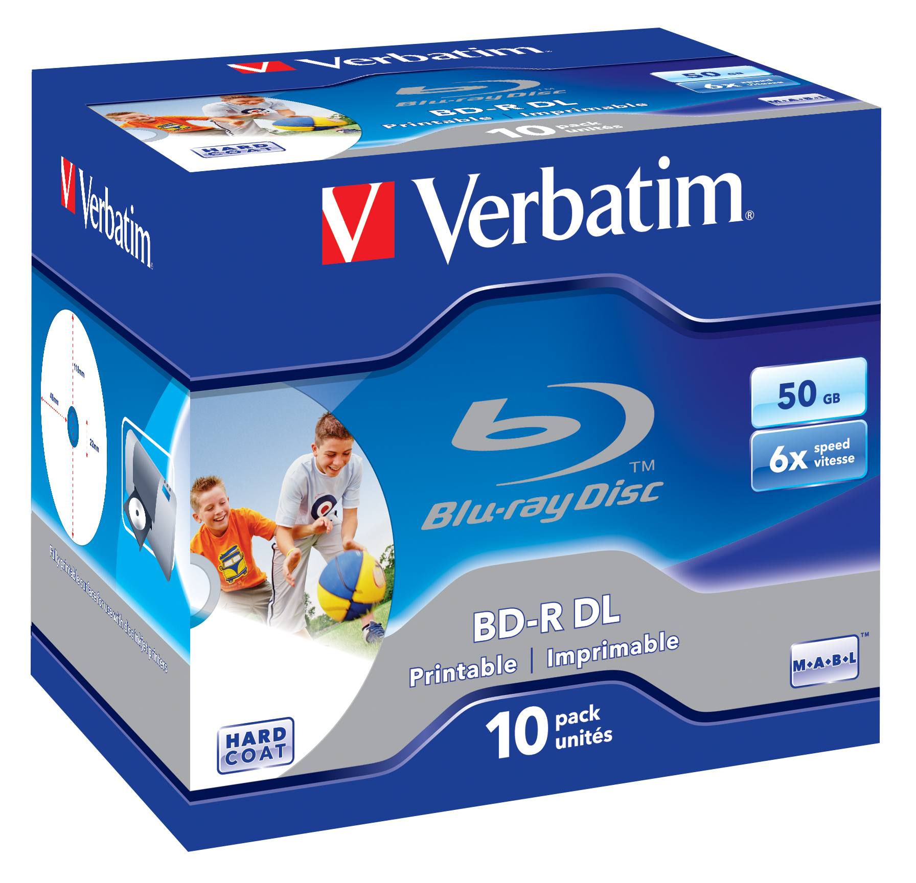Verbatim 10 x BD-R DL - 50 GB 6x - mit Tintenstrahldrucker bedruckbare Oberfläche - Jewel Case (Scha
