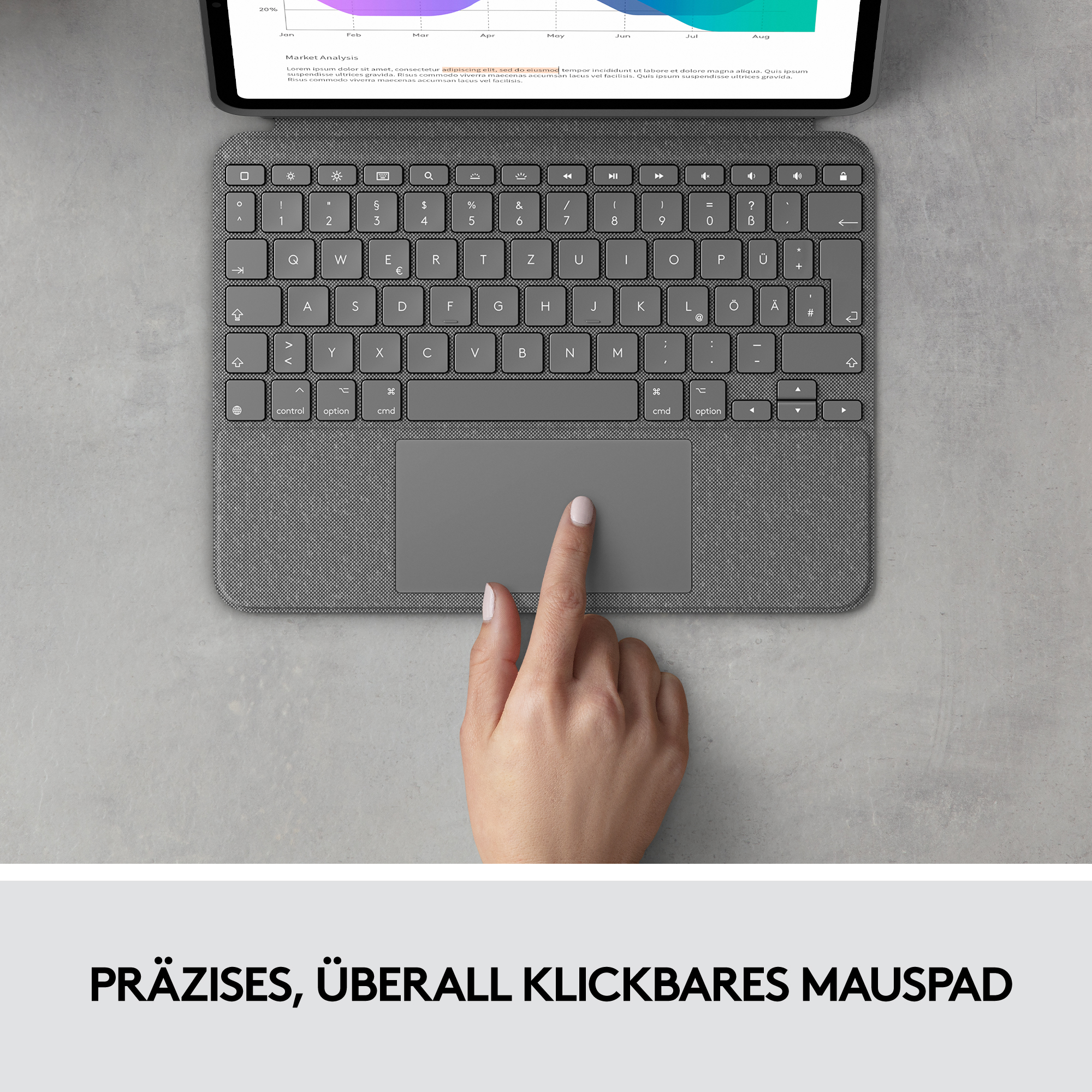 Logitech Combo Touch - Tastatur und Foliohülle - mit Trackpad - hintergrundbeleuchtet - Apple Smart