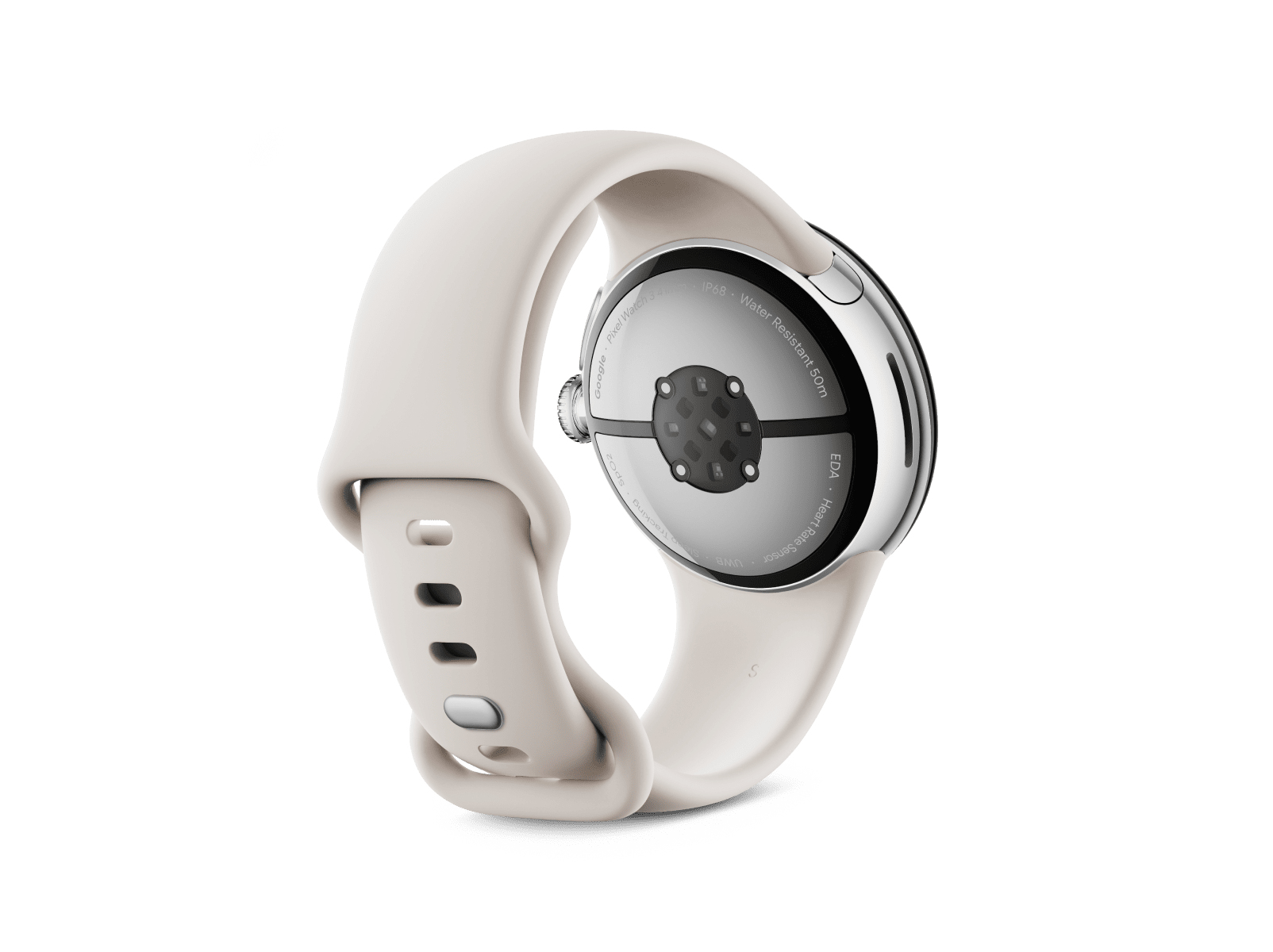 Google Pixel Watch 3 (Wi-Fi) 41mm Polished Silver mit Sportarmband Porcelain