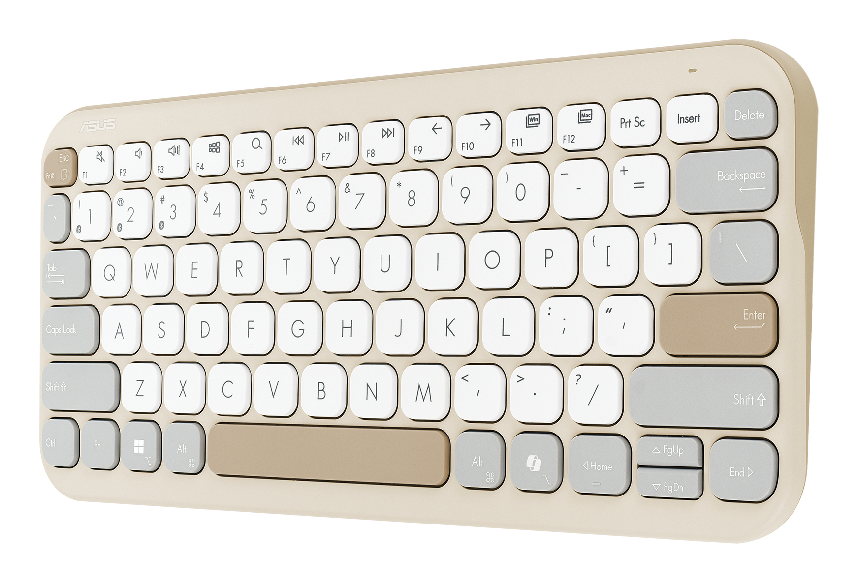 ASUS Marshmallow Keyboard KW100, 75%, Kabellos, Bluetooth, Scherenschalter, QWERTZ, Beige, Grau, Wei