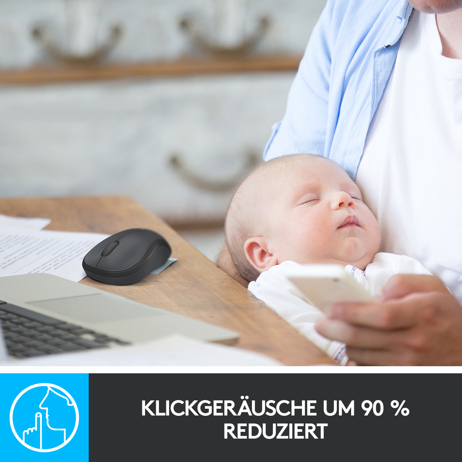 Logitech M220, Beidhändig, Optisch, RF Wireless, 1000 DPI, Weiß