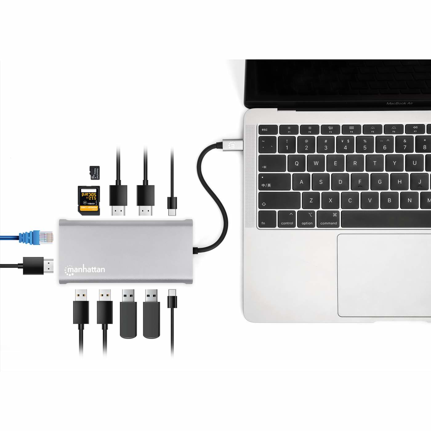 Manhattan USB-C Dock/Hub with Card Reader and MST, Ports (x10):