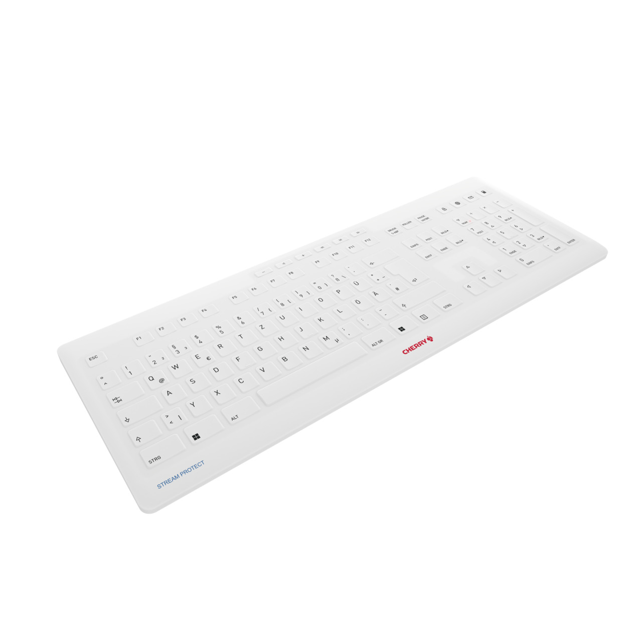 Cherry Contour Design Stream, Verkabelt & Kabellos, RF kabellos + USB, QWERTZ, Weiß
