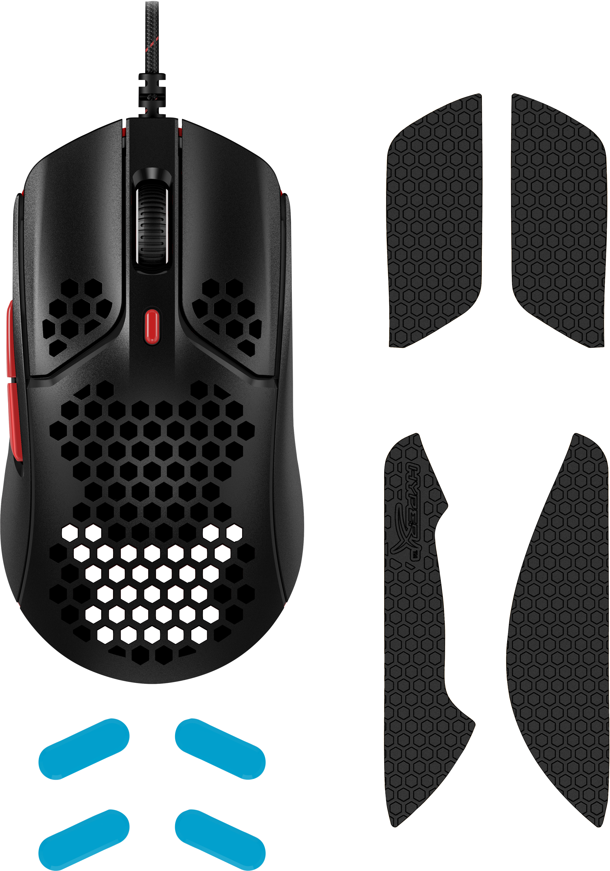 HP HyperX Pulsefire Haste ? Gaming-Maus (Schwarz-Rot), Beidhändig, Optisch, USB Typ-A, 16000 DPI, Sc