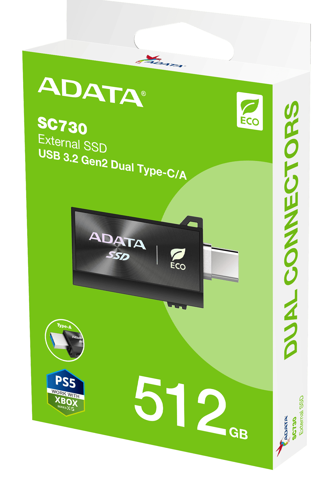 ADATA SC730 - SSD - 512 GB - extern (tragbar) - USB 3.2 Gen 2 (USB-C Steckverbinder)