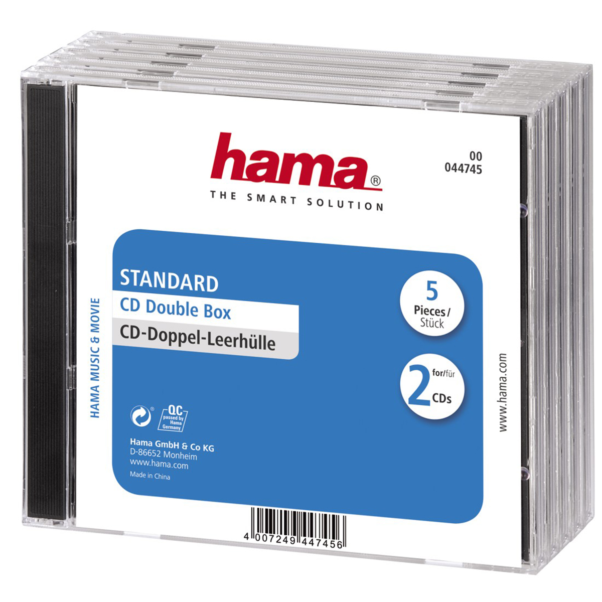 Hama CD Double Jewel Case Standard - Behälter CD-Aufbewahrung - Kapazität: 2 CD - durchsichtig (Pack