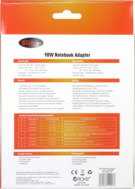 Inter-Tech Sinan UB-90HB 90W, Universalnetzteil