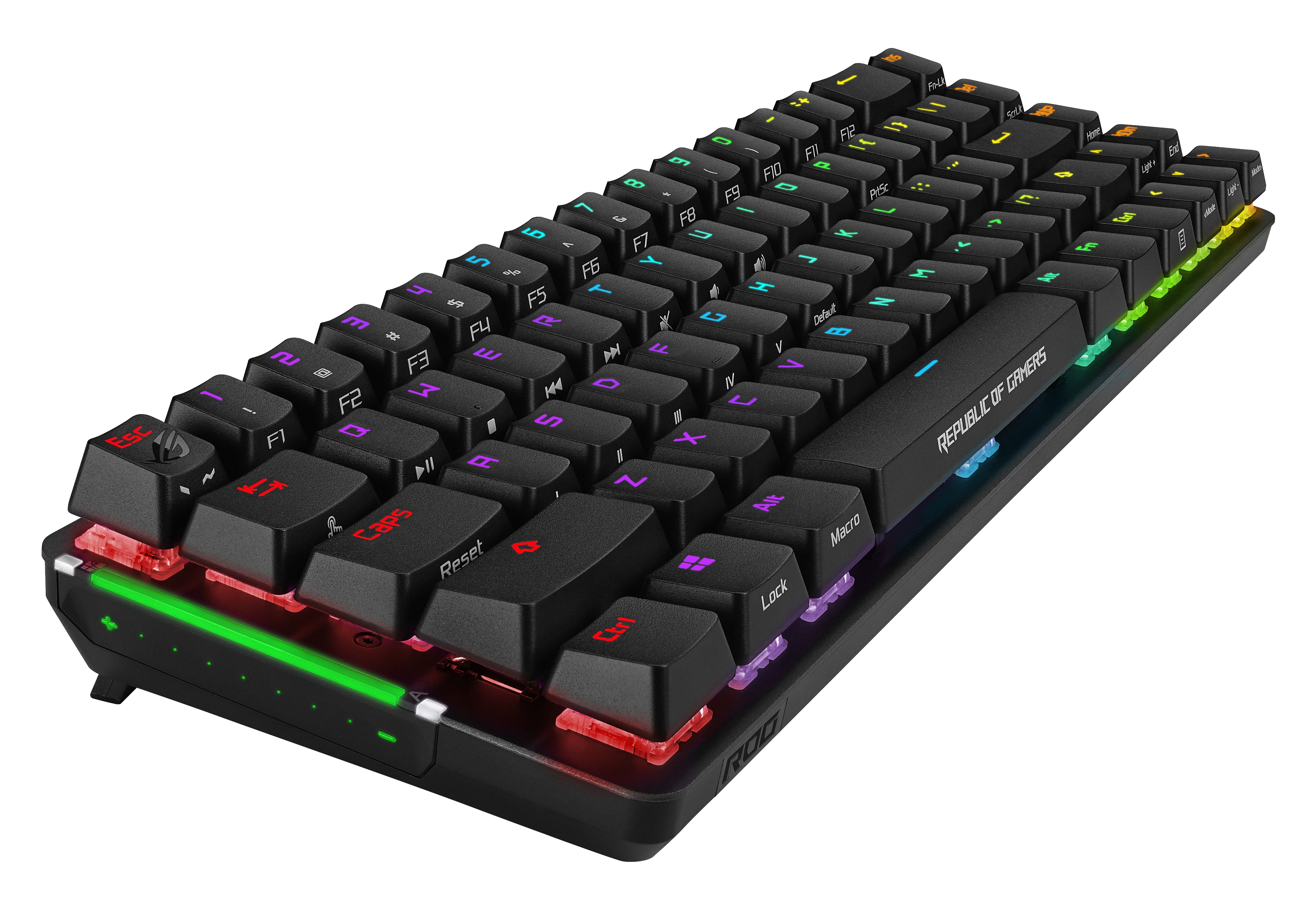 ASUS ROG Falchion, Verkabelt & Kabellos, RF kabellos + USB, Mechanischer Switch, AZERTY, RGB-LED, Sc