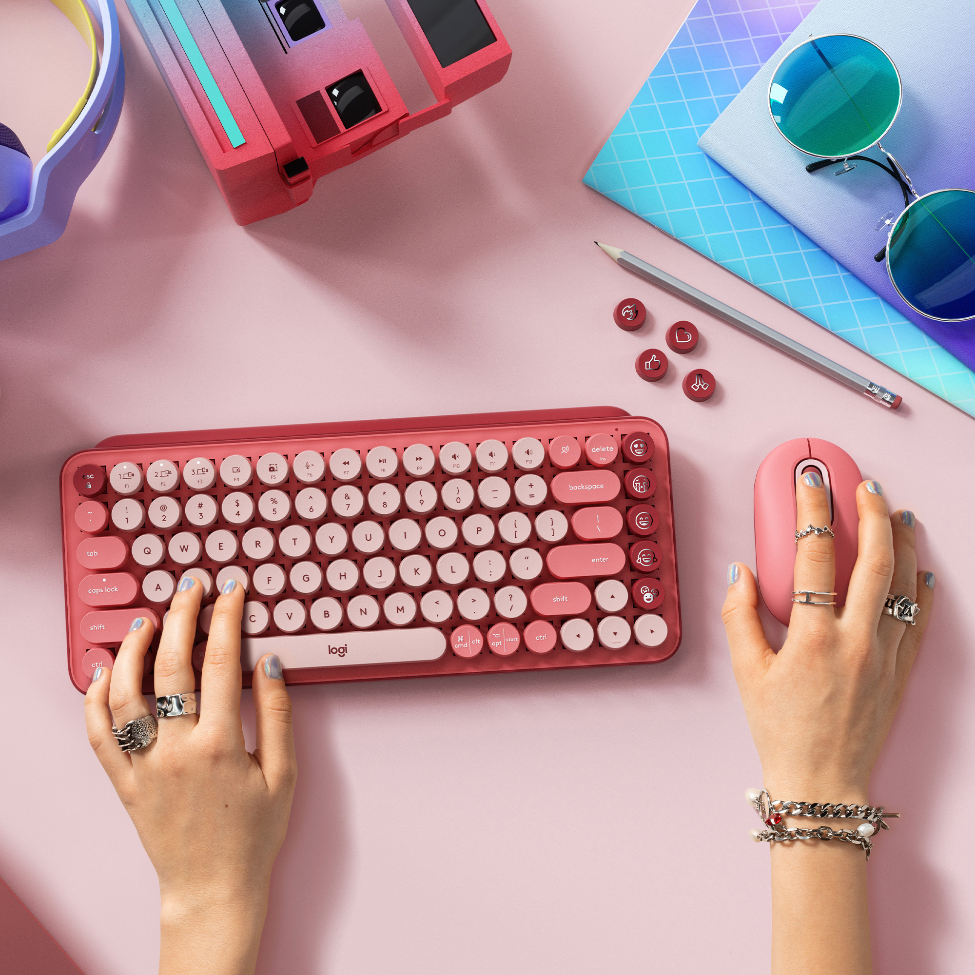 Logitech POP Keys - Tastatur - kabellos - Bluetooth 5.1, Bluetooth LE