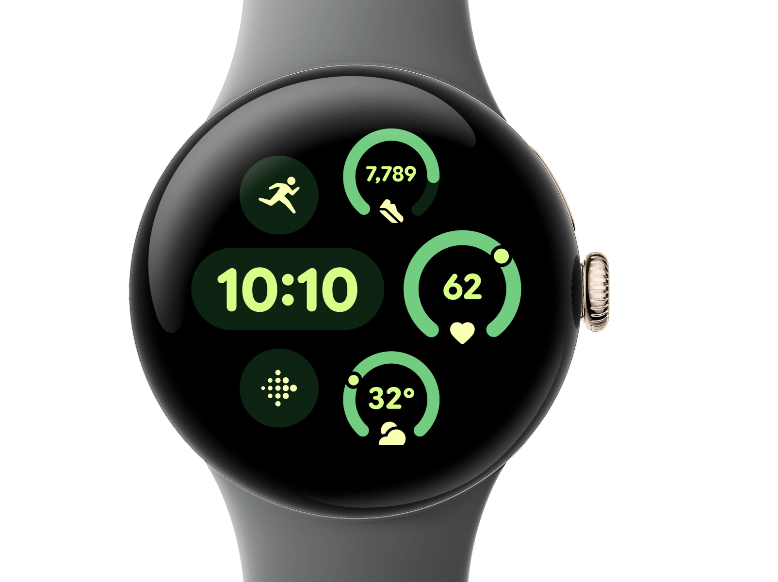 Google Pixel Watch 3 (Wi-Fi) 41mm Champagne Gold mit Sportarmband Hazel