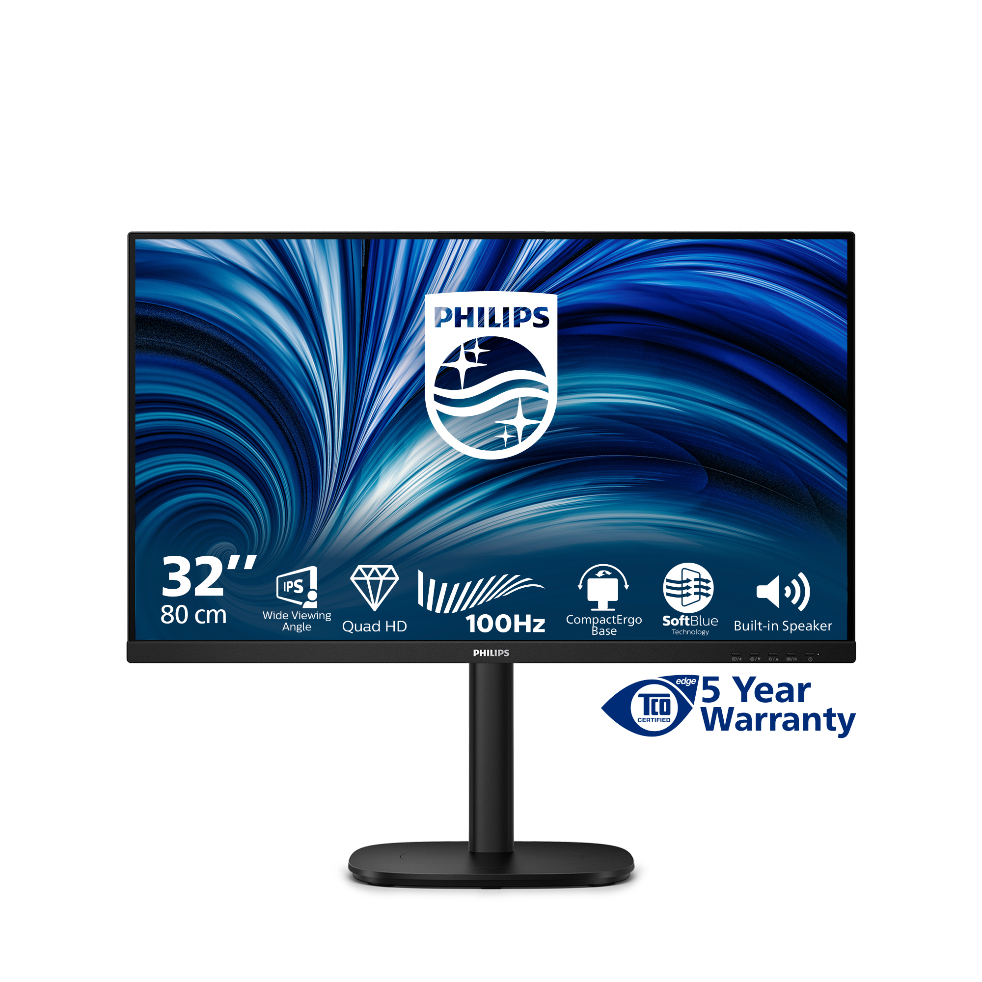 Philips 3000 Series 32B2N3500 Monitor 80.0cm (31.5") WQHD, IPS, 4ms, HDMI, Displayport, USB