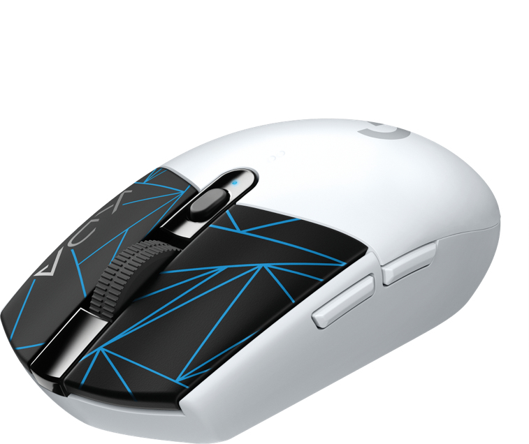 Logitech G G305 K/DA, rechts, Optisch, RF Wireless + Bluetooth, 12000 DPI, 1 ms, Schwarz, Blau, Weiß