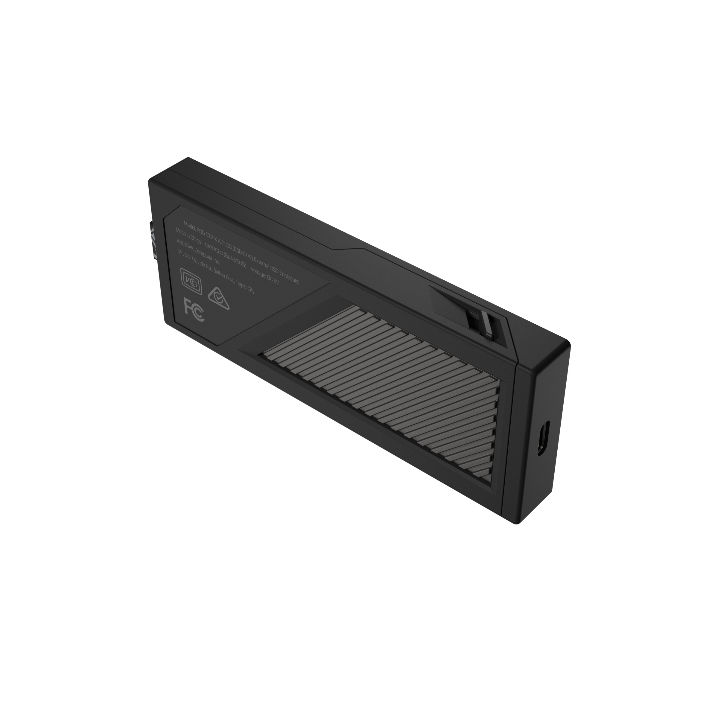 ASUS ROG Strix Aiolos, SSD-Gehäuse, M.2, PCI Express, SATA, 20 Gbit/s, USB Anschluss, Schwarz