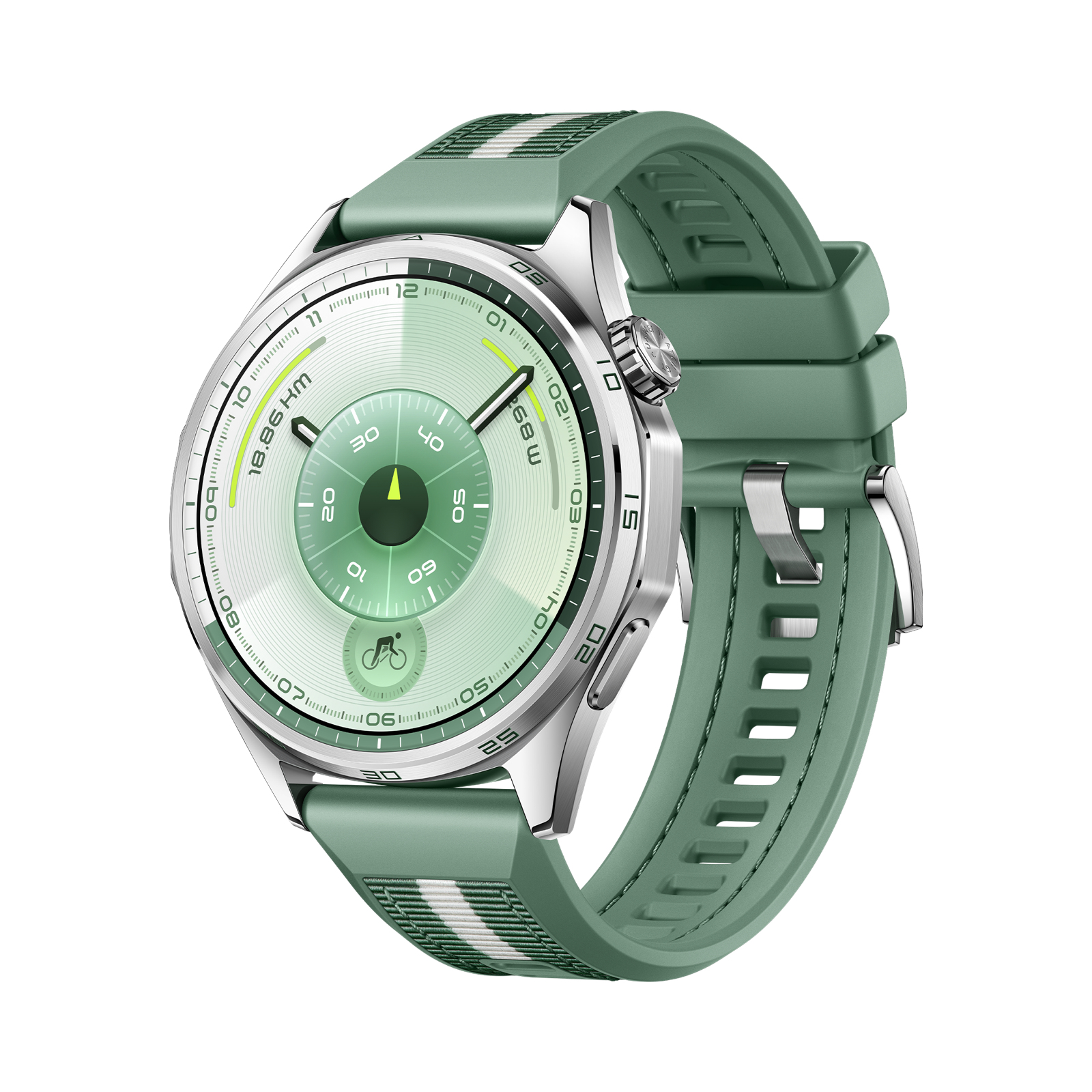 Huawei Watch GT 6 - 46 mm - Edelstahl - intelligente Uhr mit Riemen - composite woven - grün - Handg