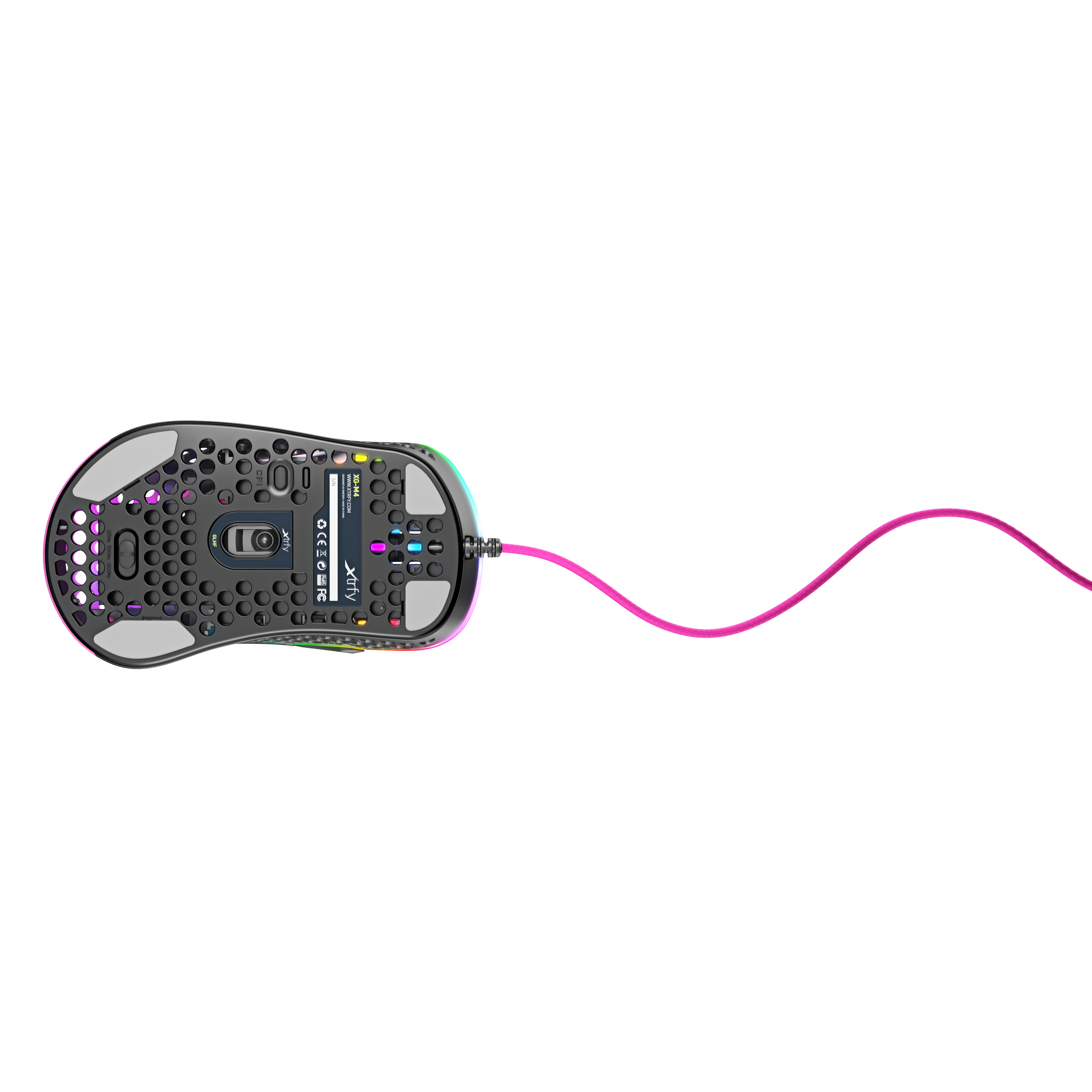 Xtrfy CHERRY XTRFY M4 RGB, rechts, Optisch, USB Typ-A, 16000 DPI, Schwarz, Pink