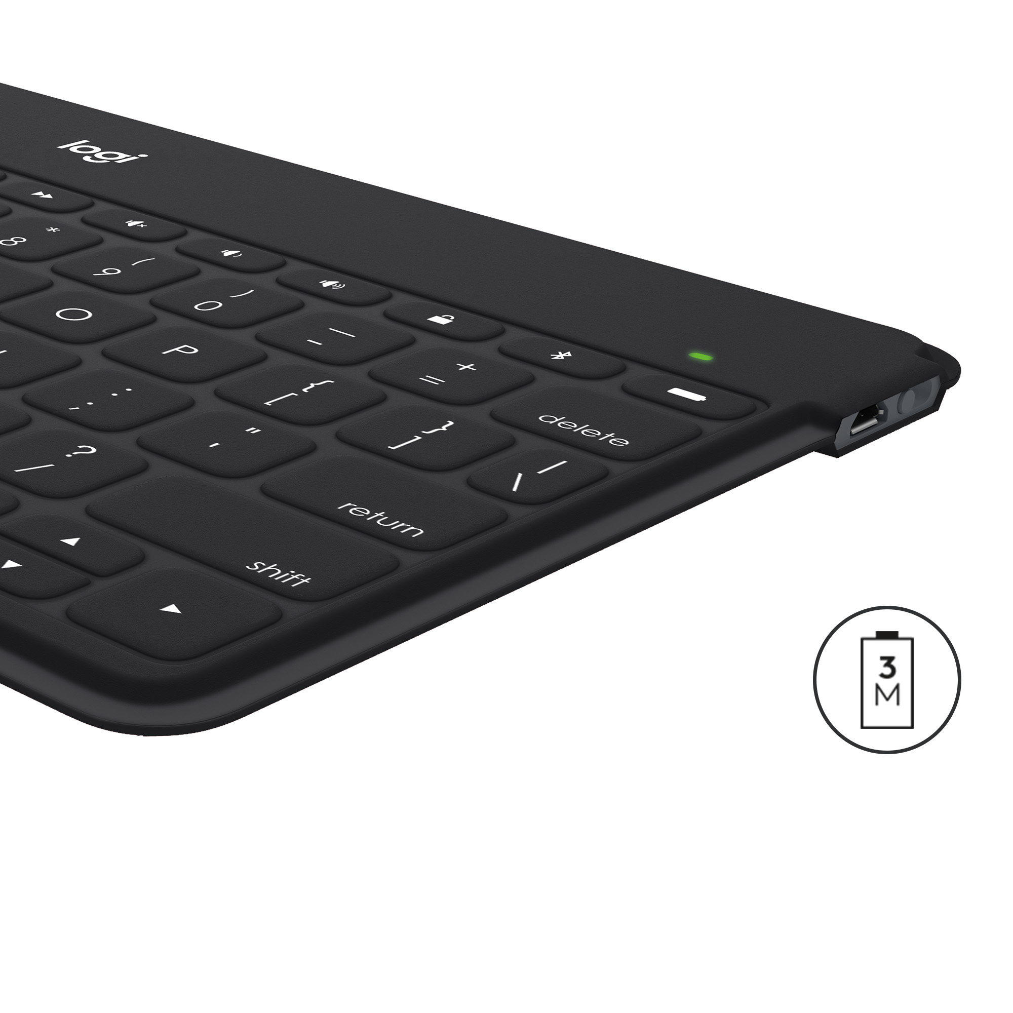 Logitech Keys-To-Go, QWERTZ, Schweiz, Schwarz, Kabellos, Bluetooth, Akku