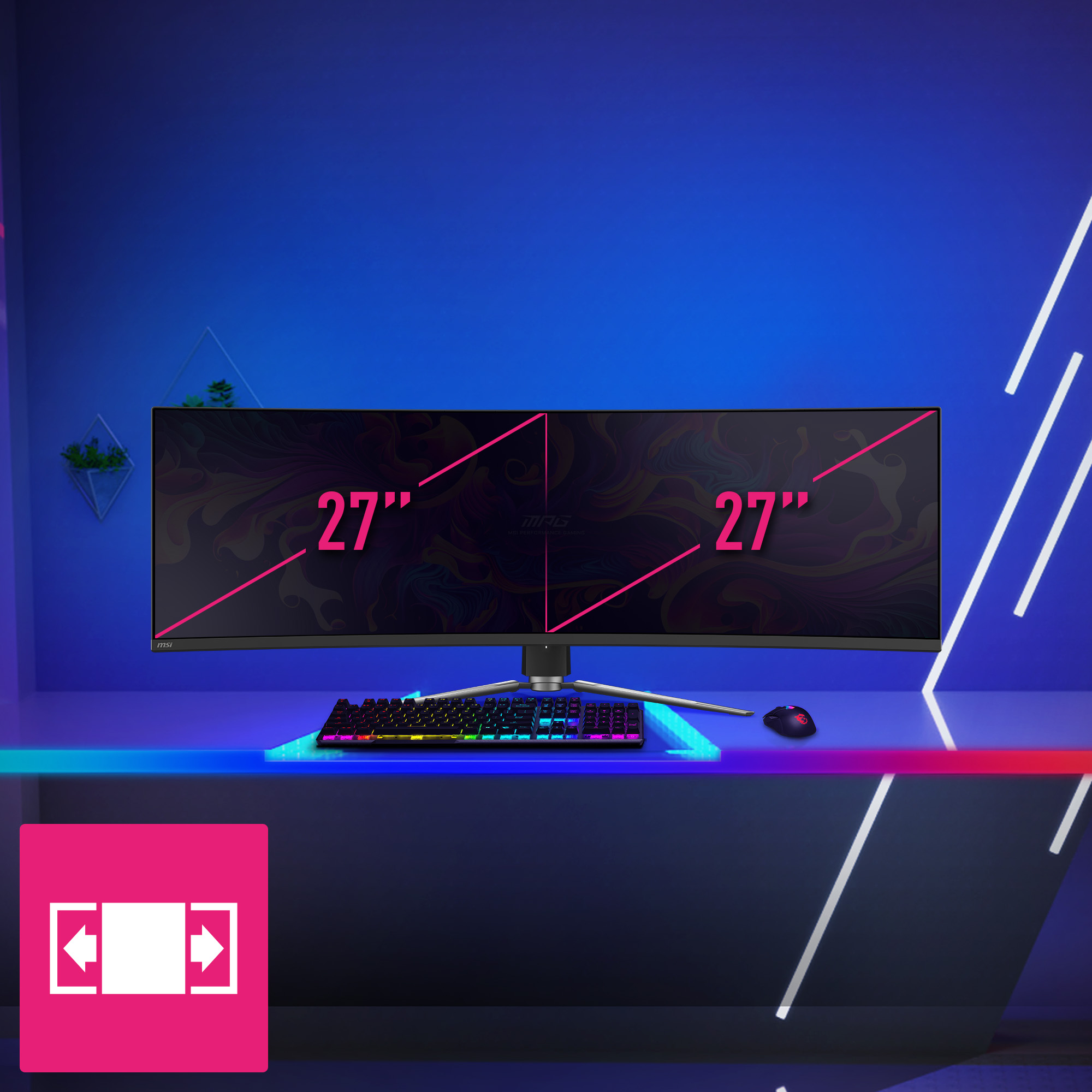 MSI MPG 491CQPDE QD-OLED, 49" DQHD 144Hz, 1x DP 1.4b, 2x HDMI 2.1, 2x USB-A
