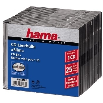 Hama Slim Jewel Case für Speicher-CD - Schwarz (Packung mit 25)