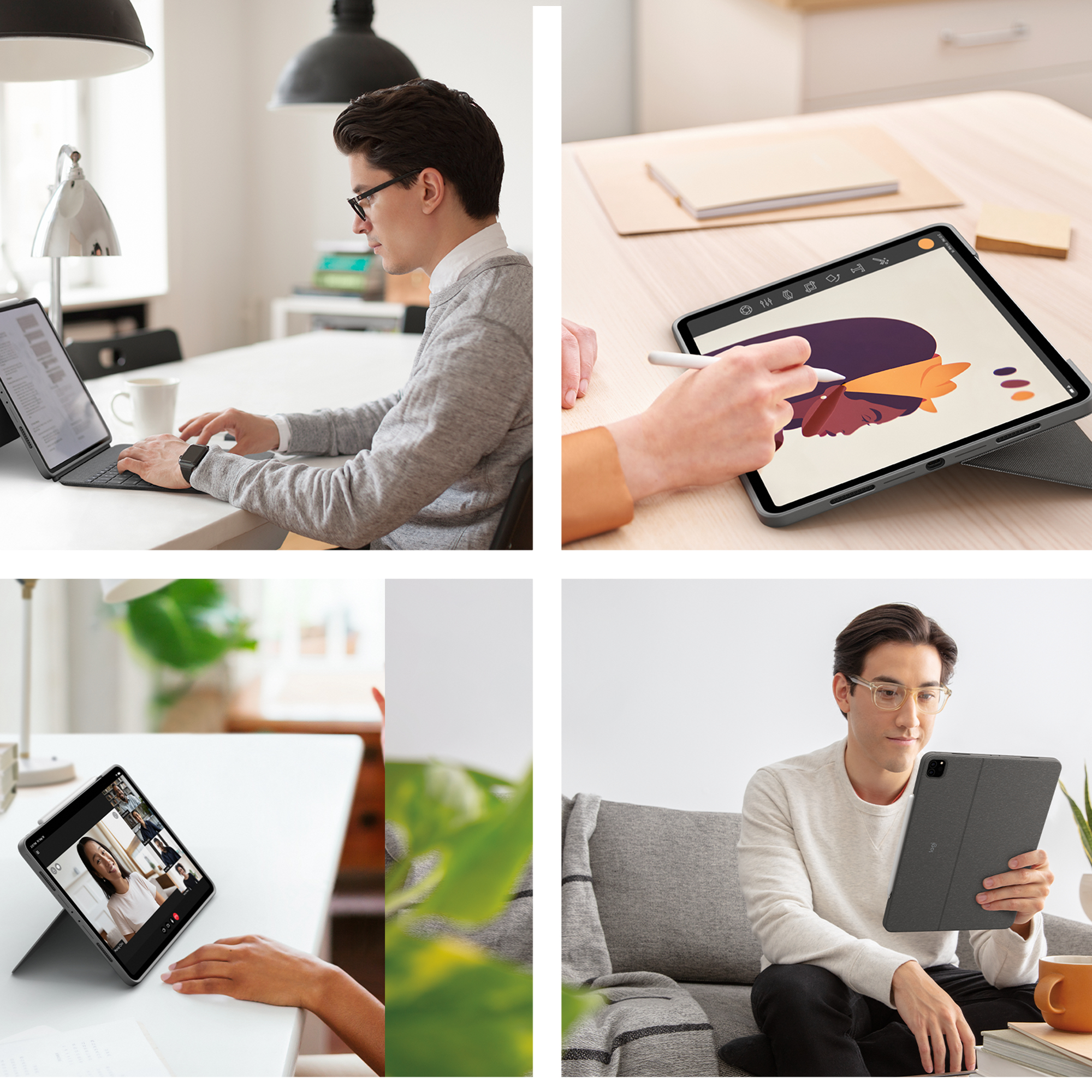 Logitech Combo Touch - Tastatur und Foliohülle - mit Trackpad - hintergrundbeleuchtet - Apple Smart